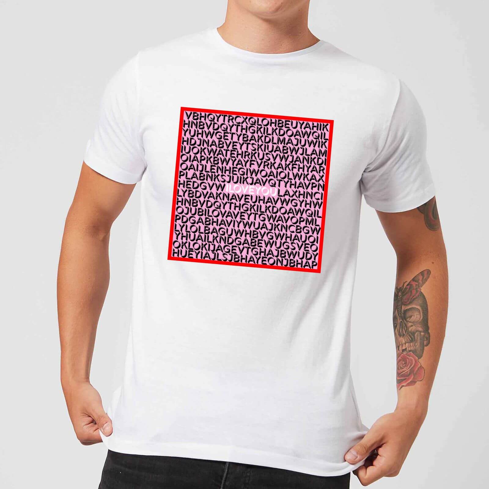 I Love You Word Search Men's T-Shirt - White - XL - White