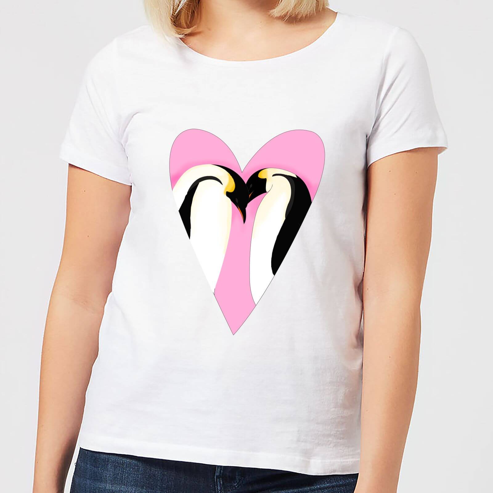 Love Heart Penguins Women's T-Shirt - White - S - White