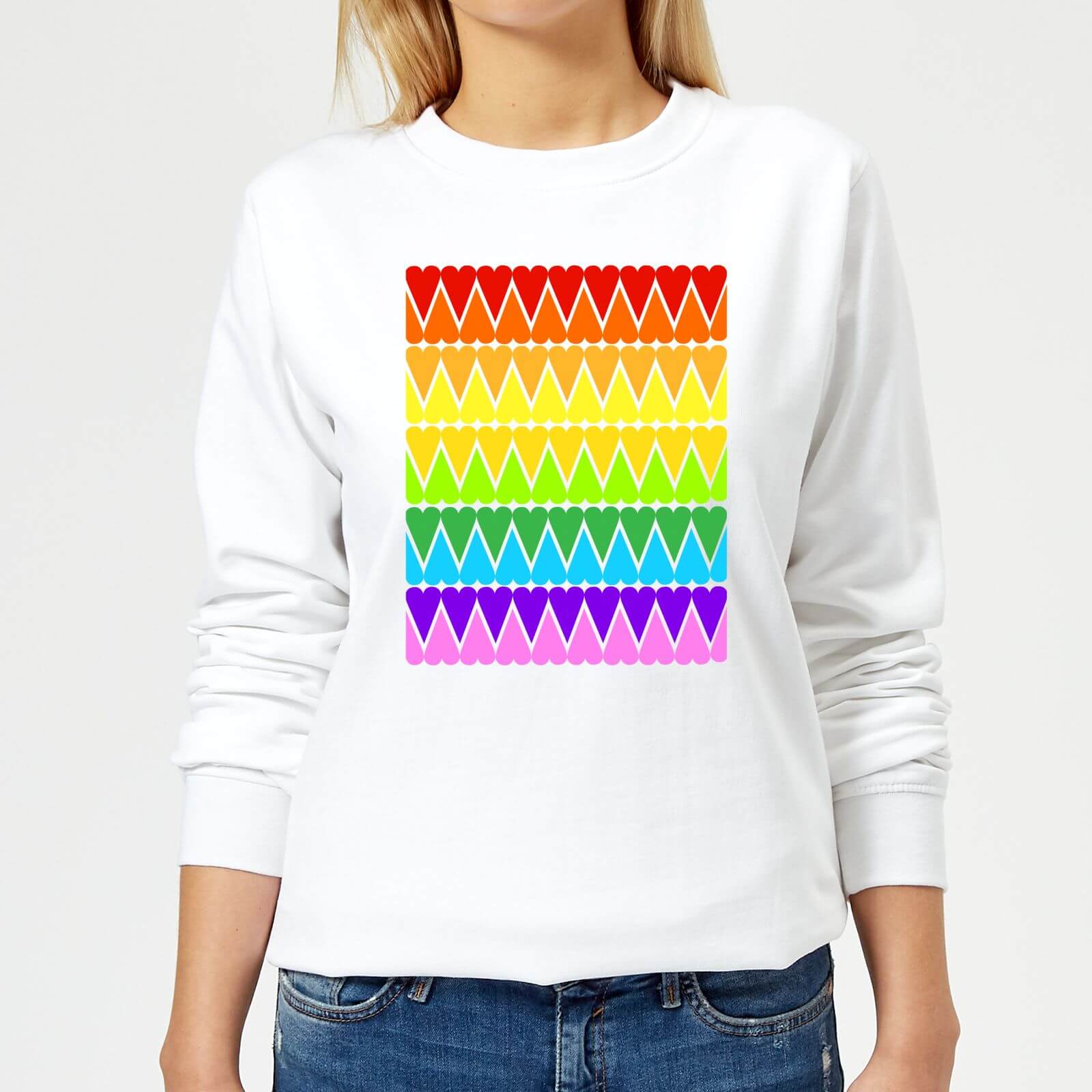 Rainbow Heart Upside Down Women's Sweatshirt - White - XS - White