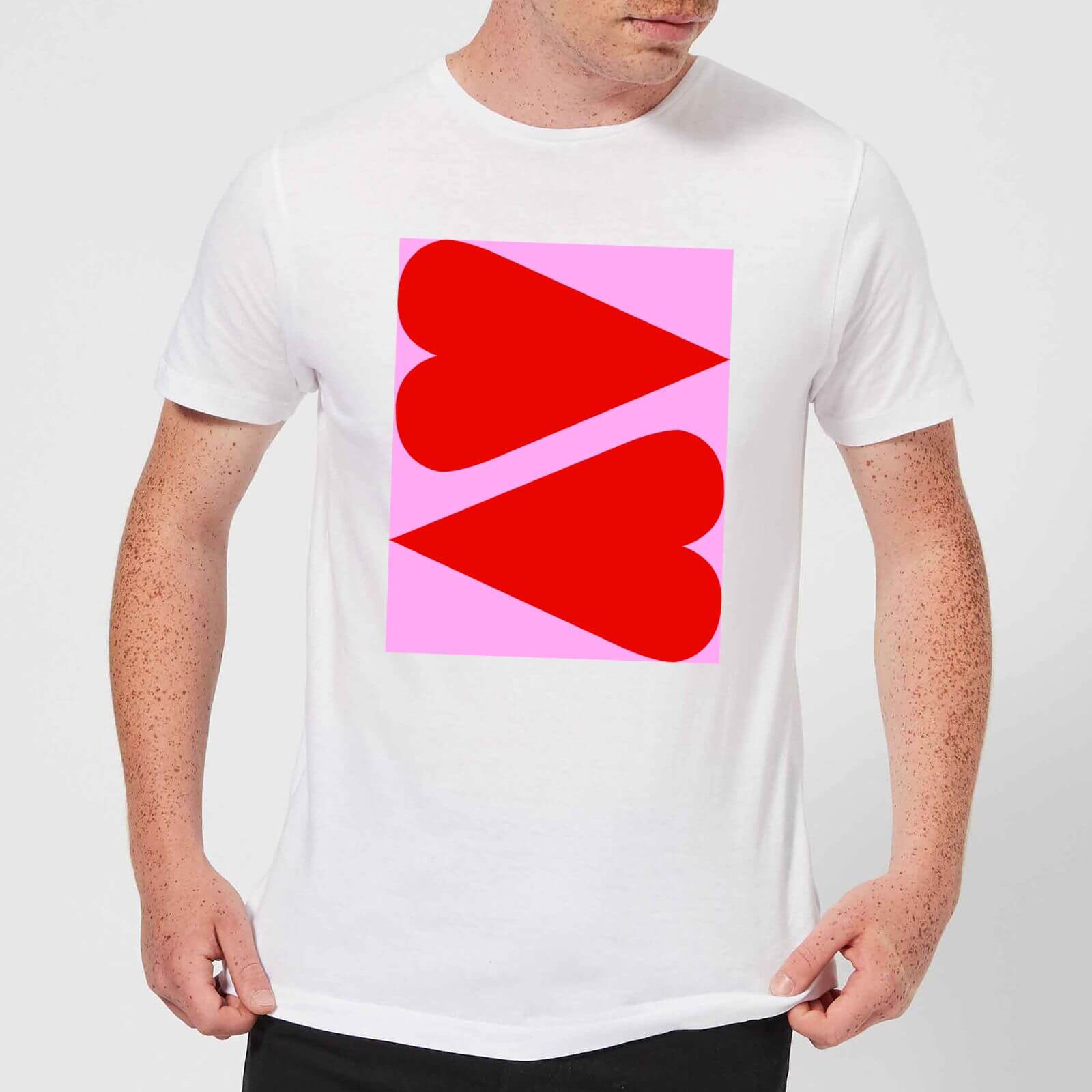 Giant Red Hearts Men's T-Shirt - White - L - White
