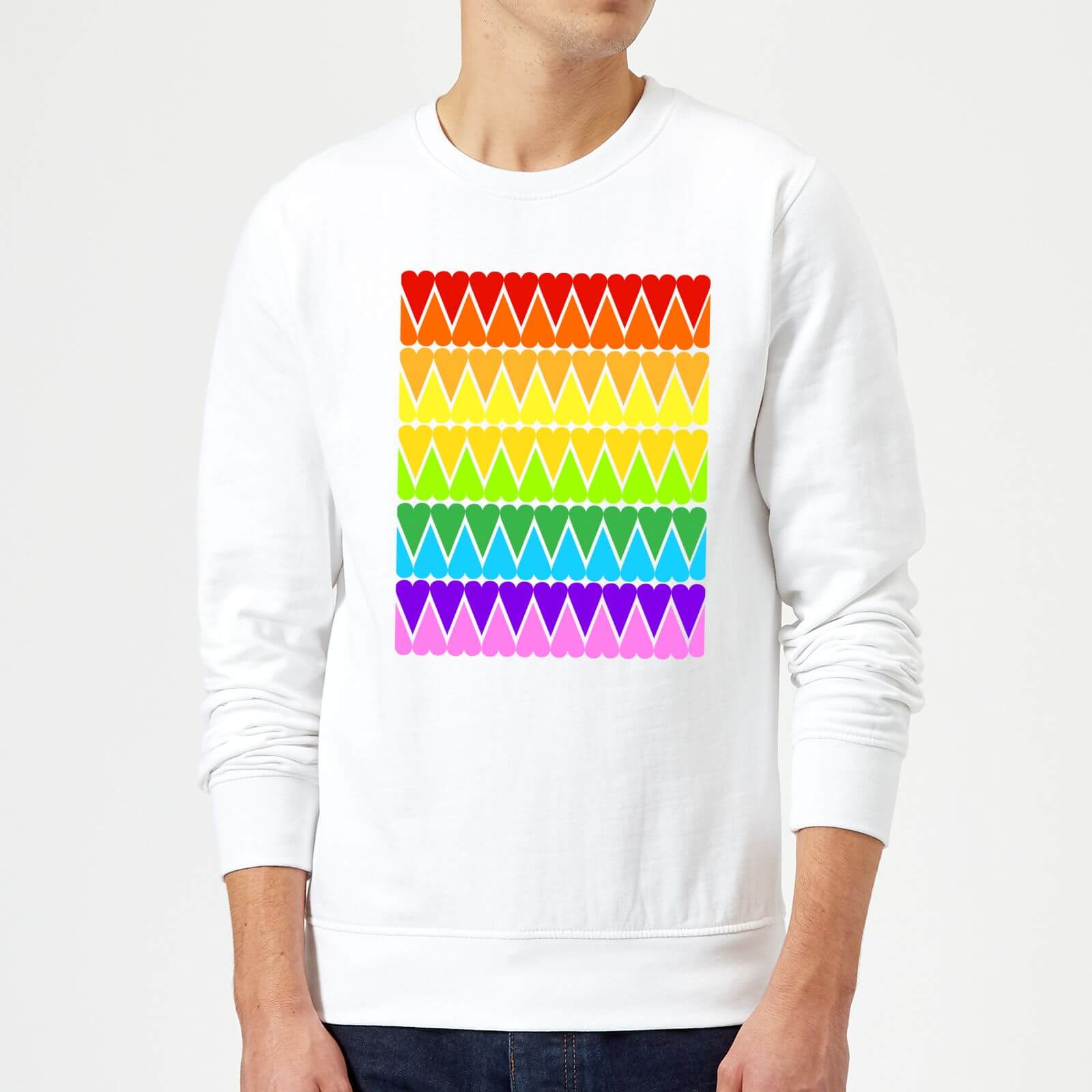 Rainbow Heart Upside Down Sweatshirt - White - S - White