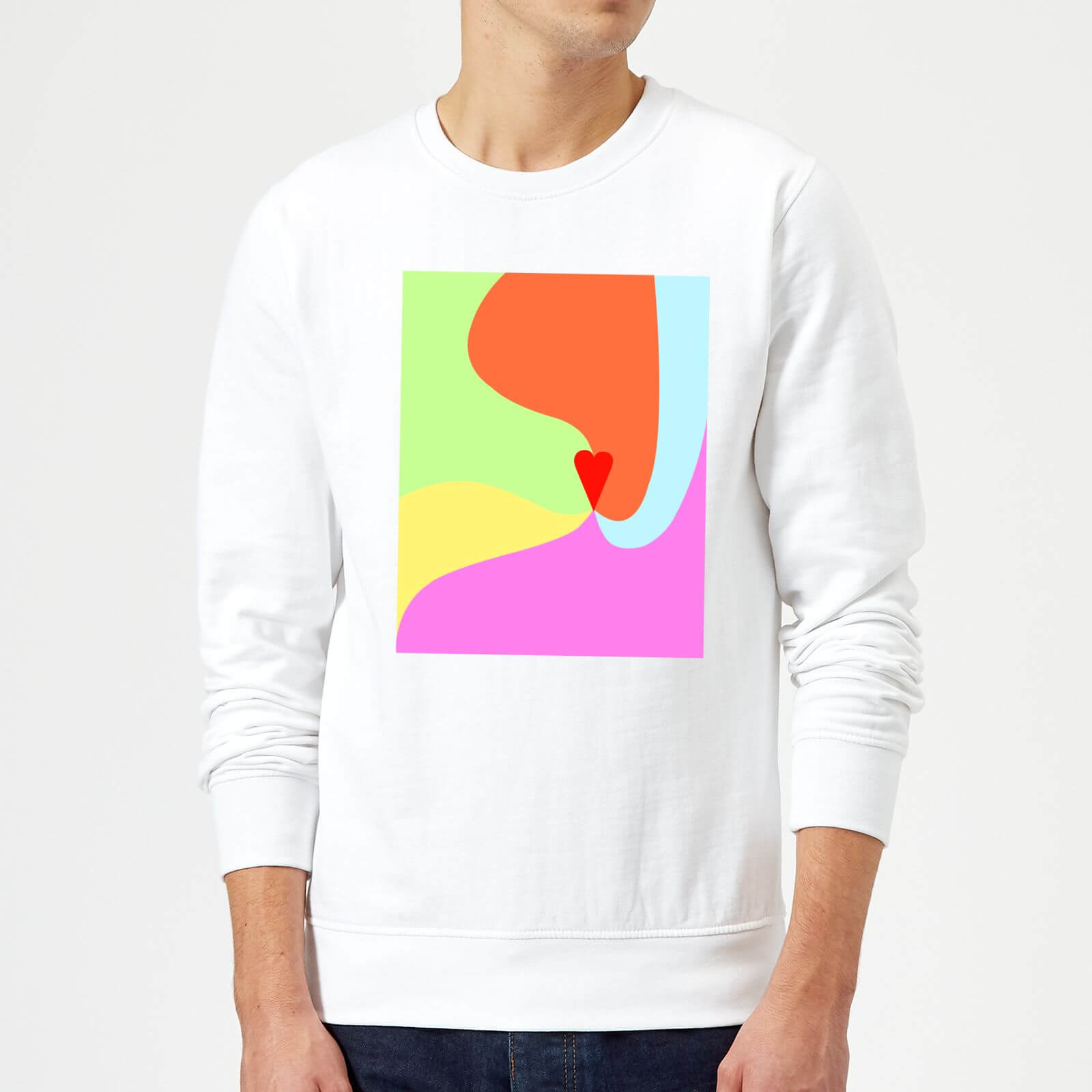 Rainbow Love Swirl Sweatshirt - White - S - White