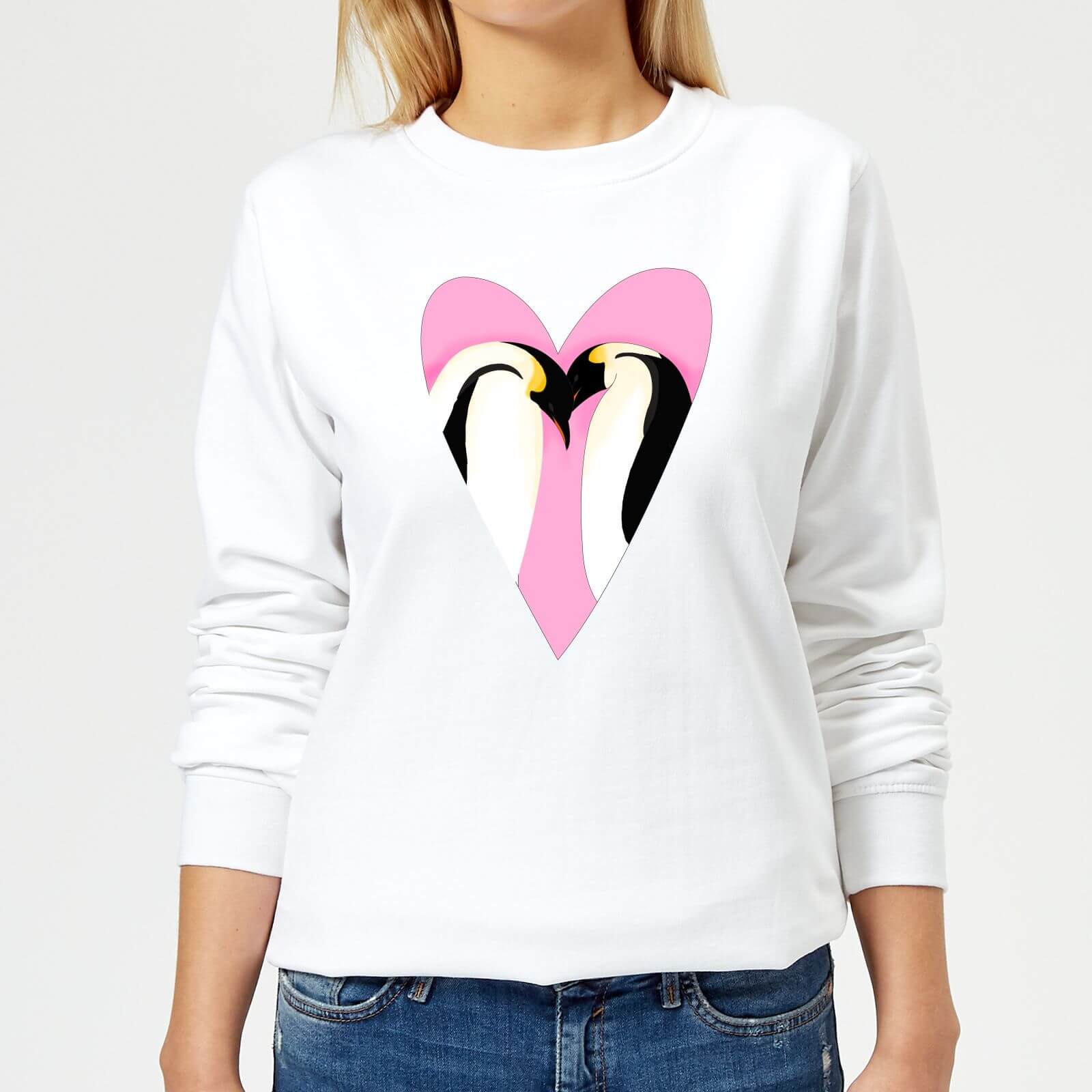 Love Heart Penguins Women's Sweatshirt - White - XS - White