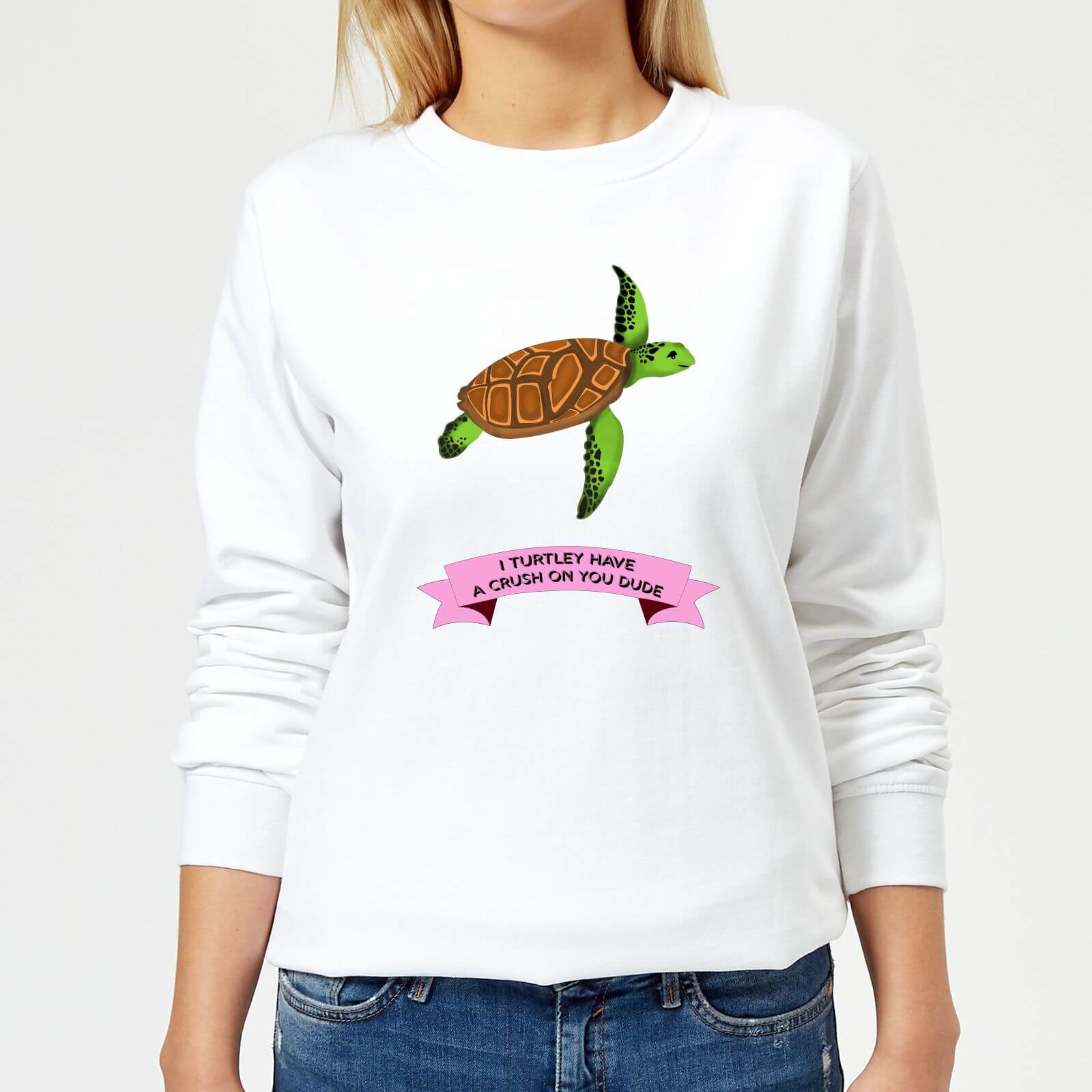 I Turtley Have A Crush On You Dude Women's Sweatshirt - White - XS - White