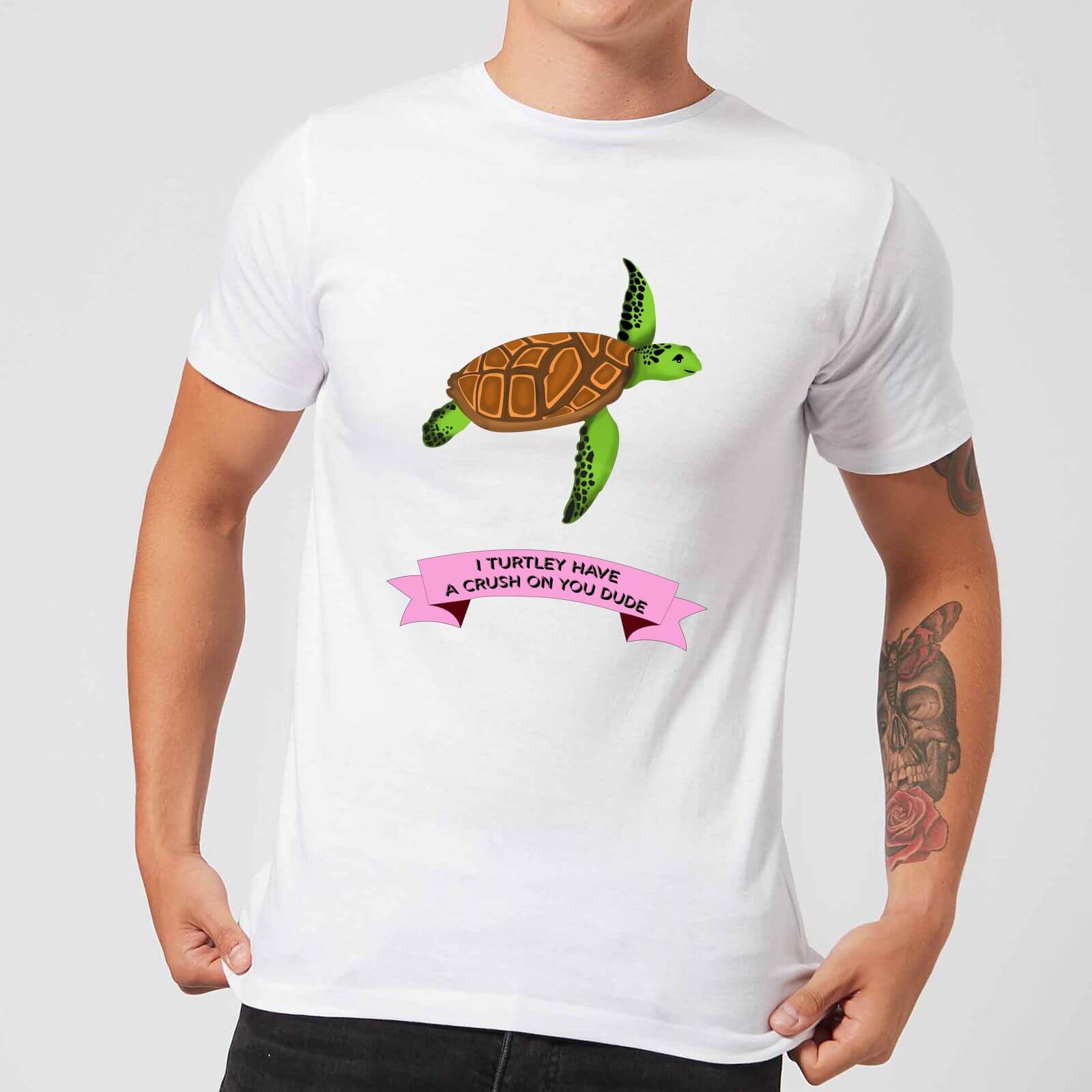 I Turtley Have A Crush On You Dude Men's T-Shirt - White - S - White