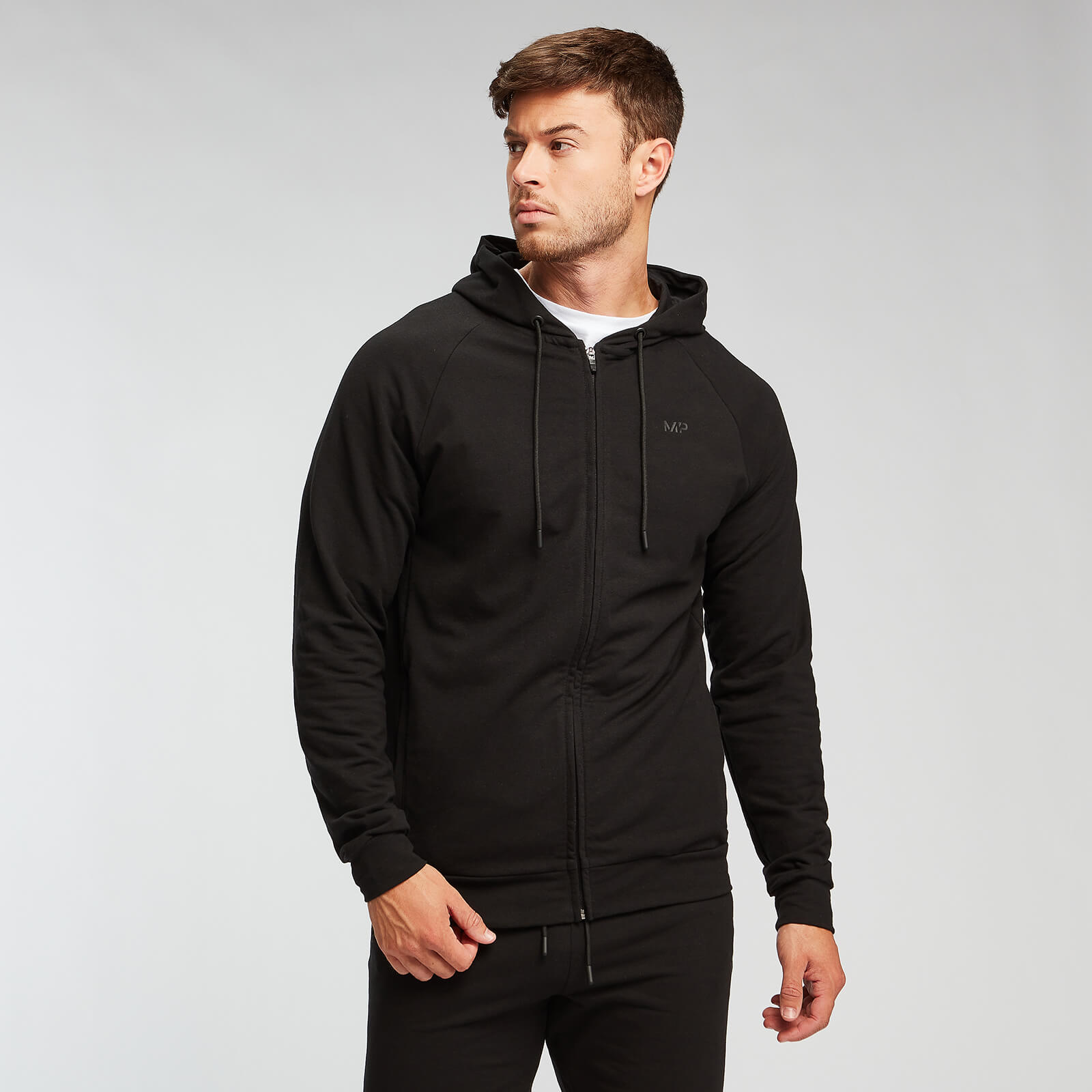 5056307384379 - Herren Form Zip Up Hoodie - Schwarz - XXXL