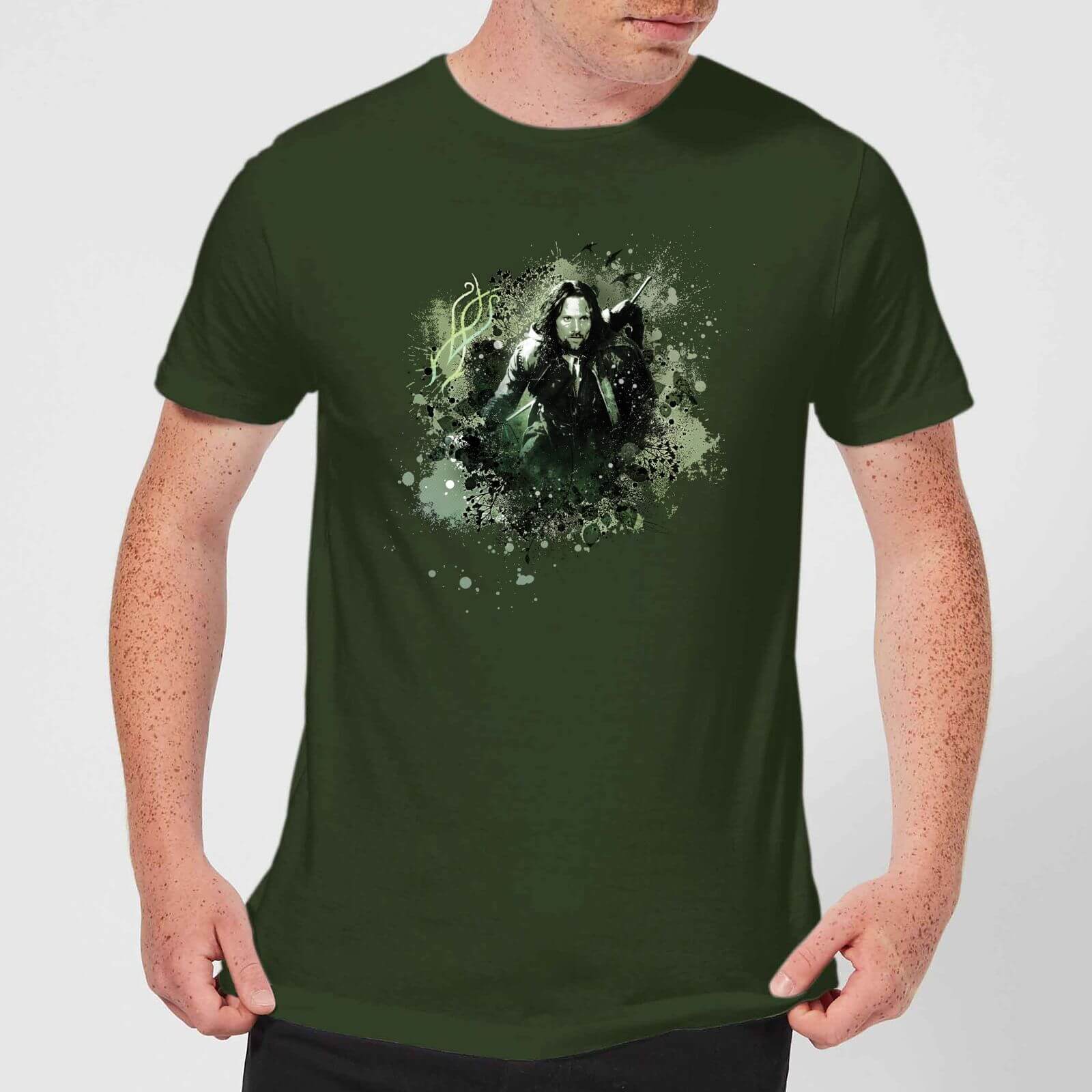 The Lord Of The Rings Aragorn Colour Splash Men's T-Shirt - Forest Green - S - Forest Green