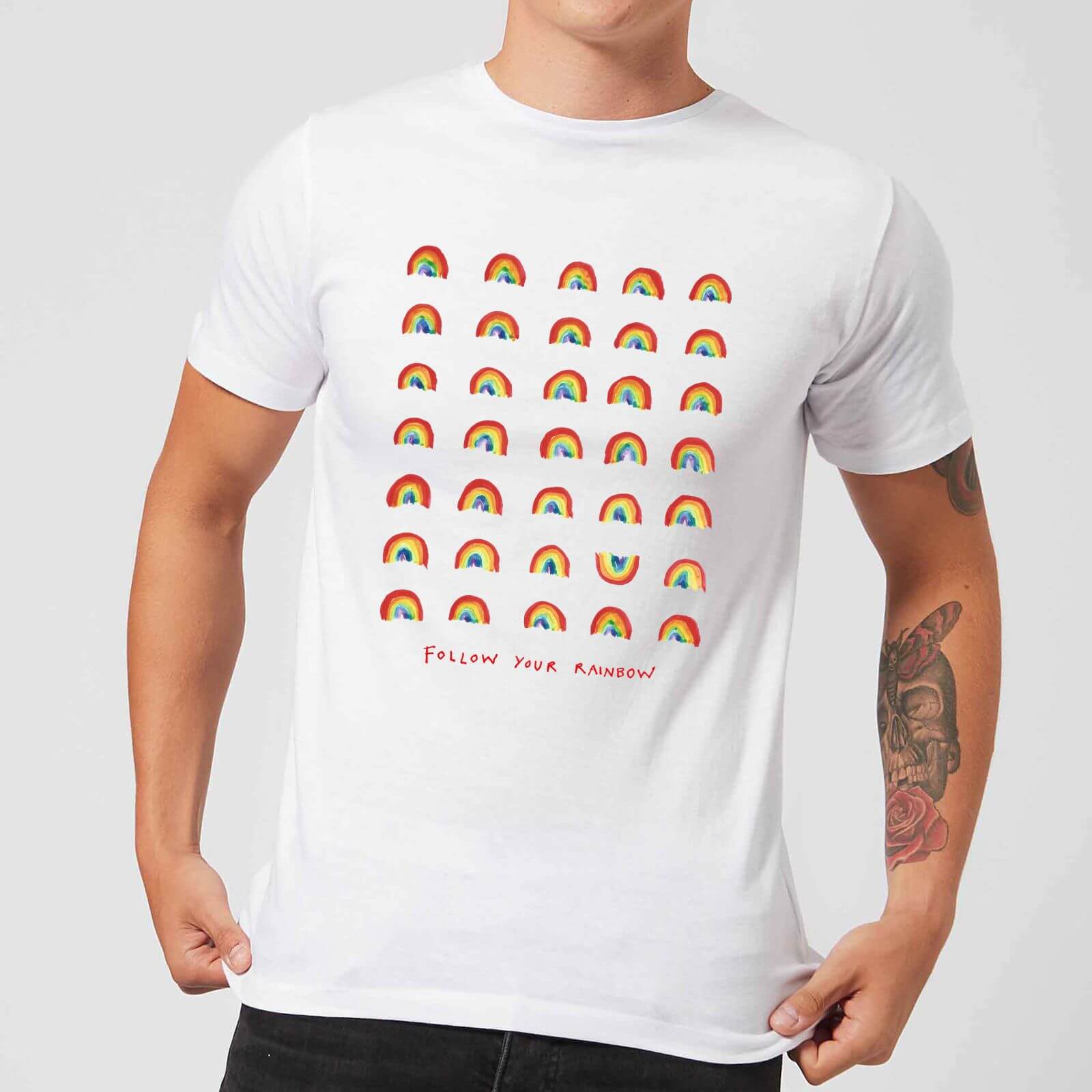 Poet and Painter Follow Your Rainbow Men's T-Shirt - White - S - White