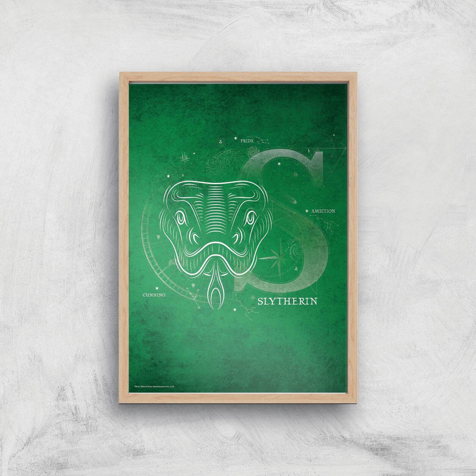 Harry Potter Slytherin Giclee Art Print - A4 - Wooden Frame