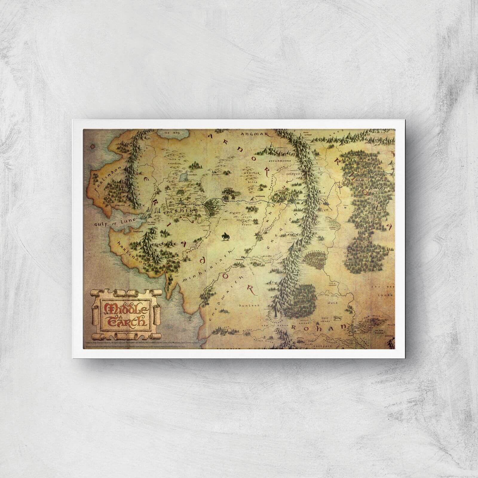 

Lord Of The Rings Map Giclee Art Print - A4 - White Frame