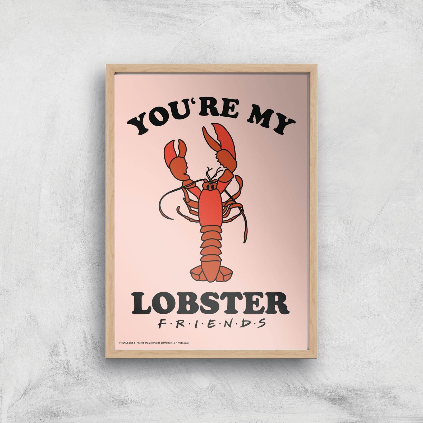 Friends Lobster Giclee Art Print - A4 - Wooden Frame