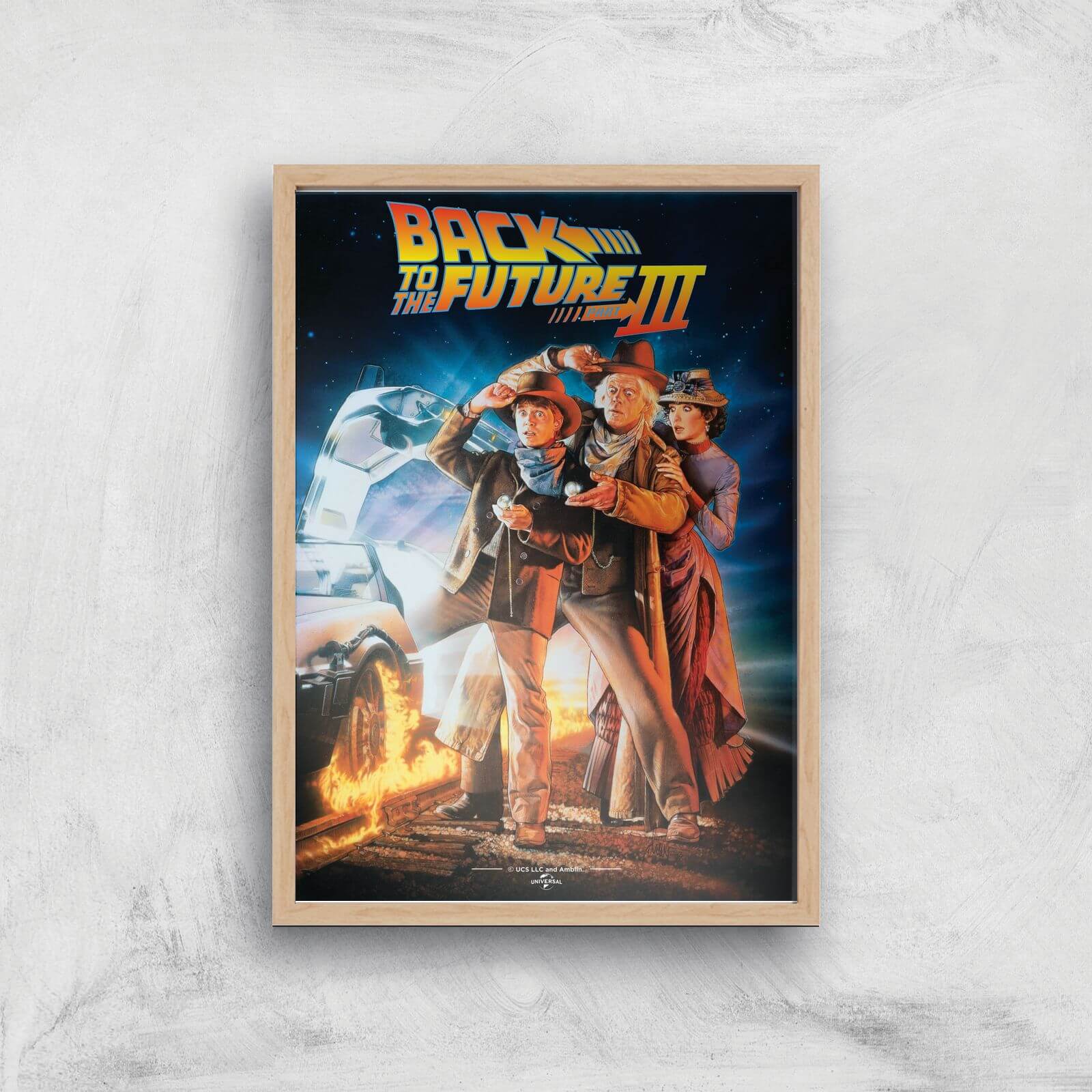 Back To The Future Part 3 Giclee Art Print - A4 - Wooden Frame