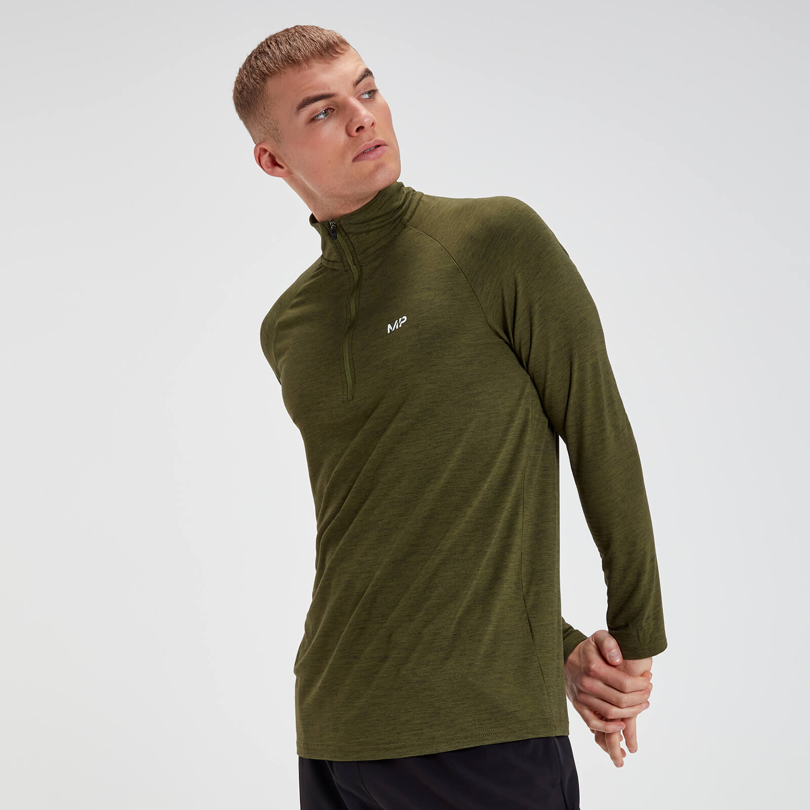 MP Performance 1/4 Zip - Militärgrün/Schwarz - XS