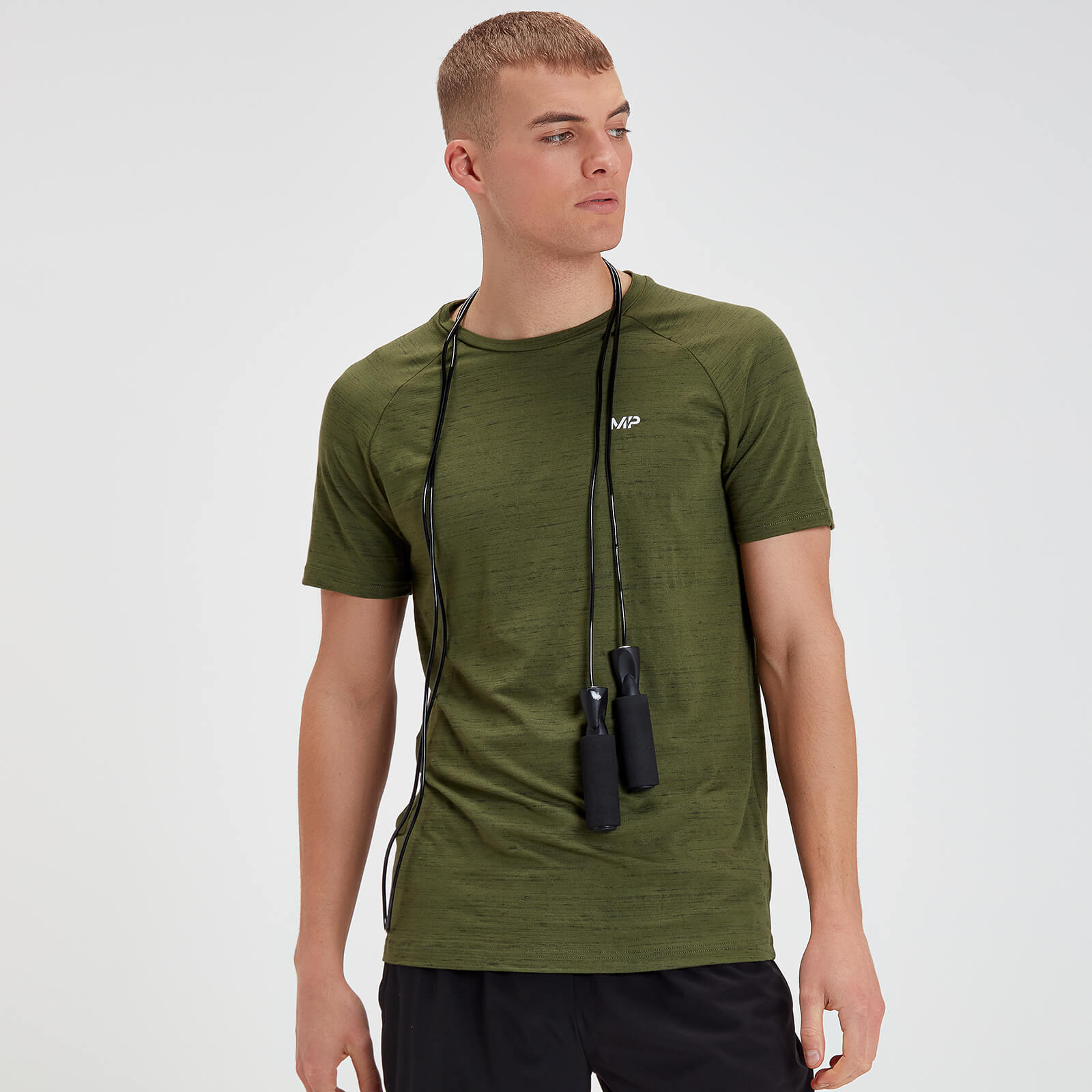 Image of        T-shirt Performance Short Sleeve MP - Verde militare/Nero - S