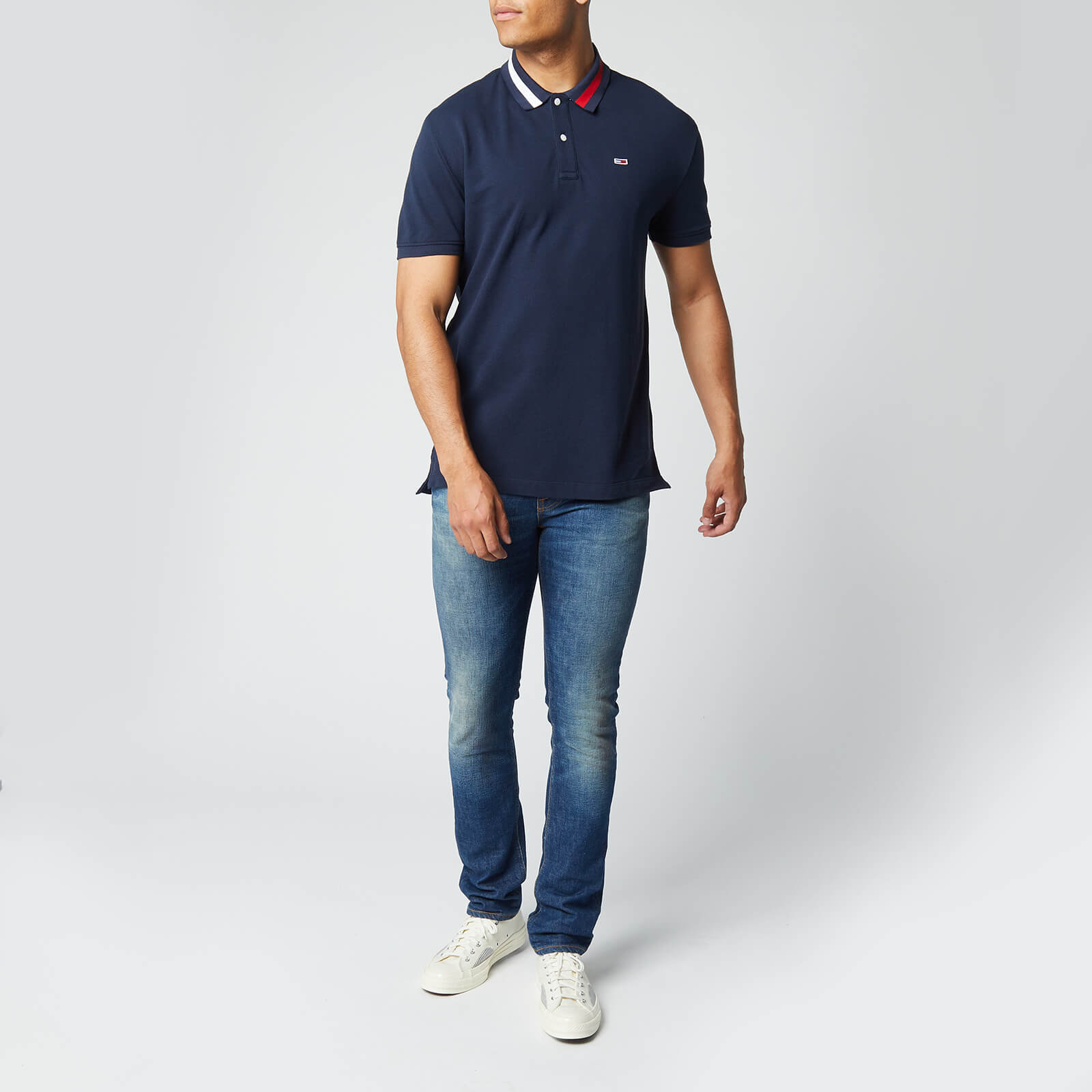 Tommy Jeans Men's Flag Neck Polo Shirt - Twilight Navy - S