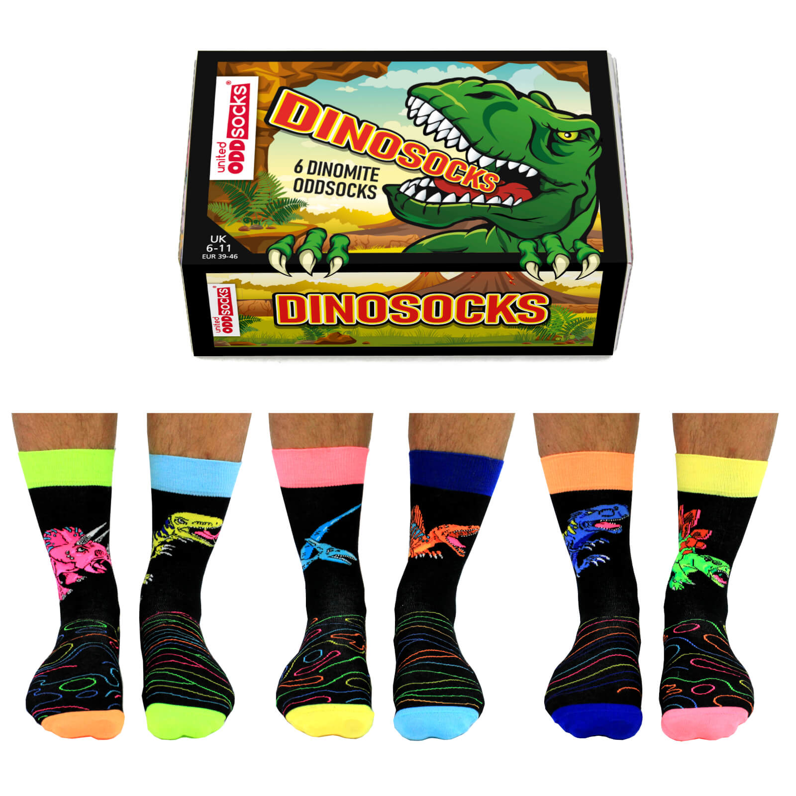 United Oddsocks Men's Dinosocks Socks Gift Set