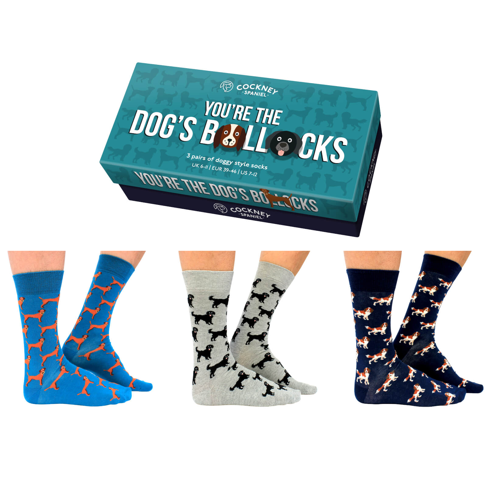 Cockney Spaniel 'You're The Dog's B*llocks' Sock Gift Set