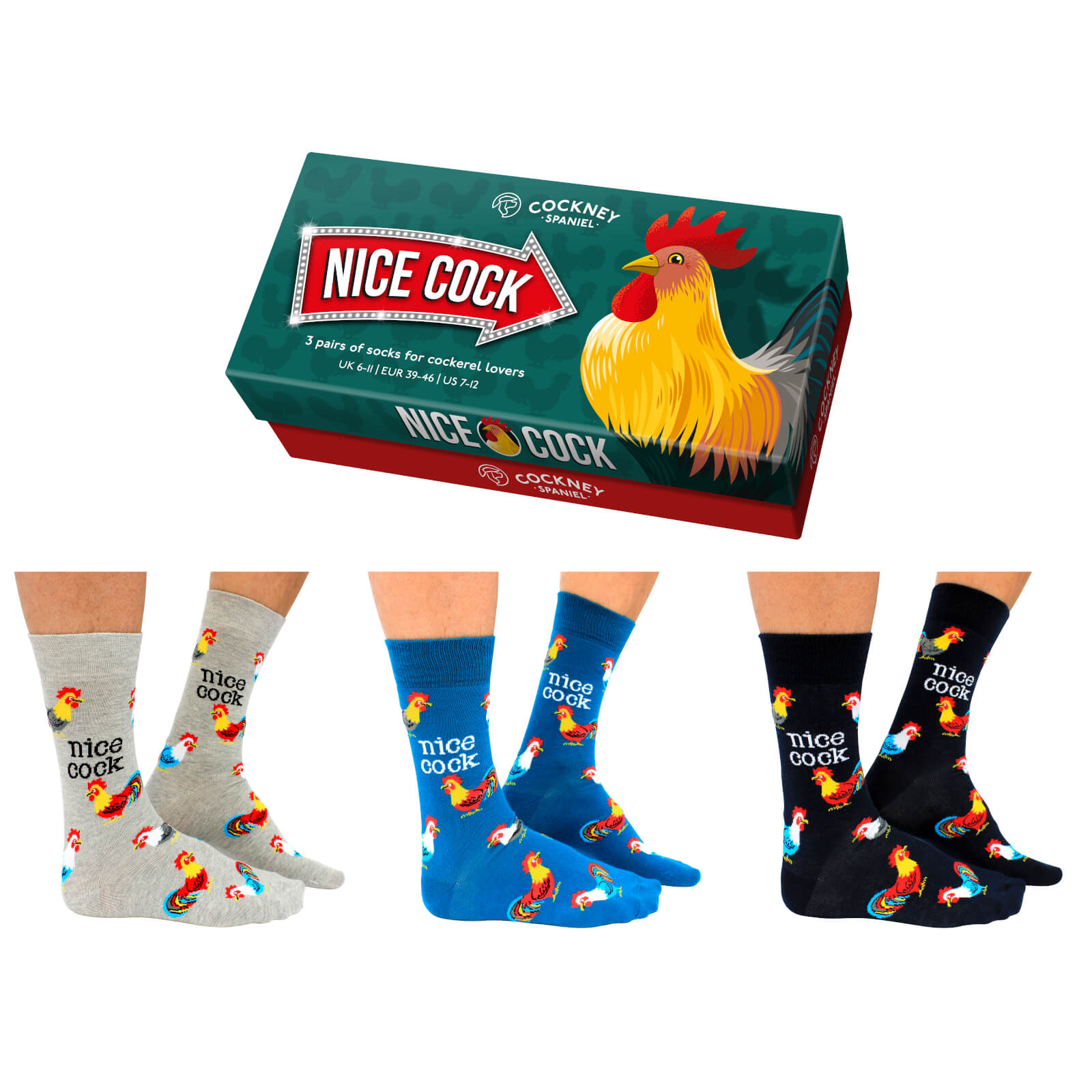 Cockney Spaniel 'Nice Cock' Sock Gift Set