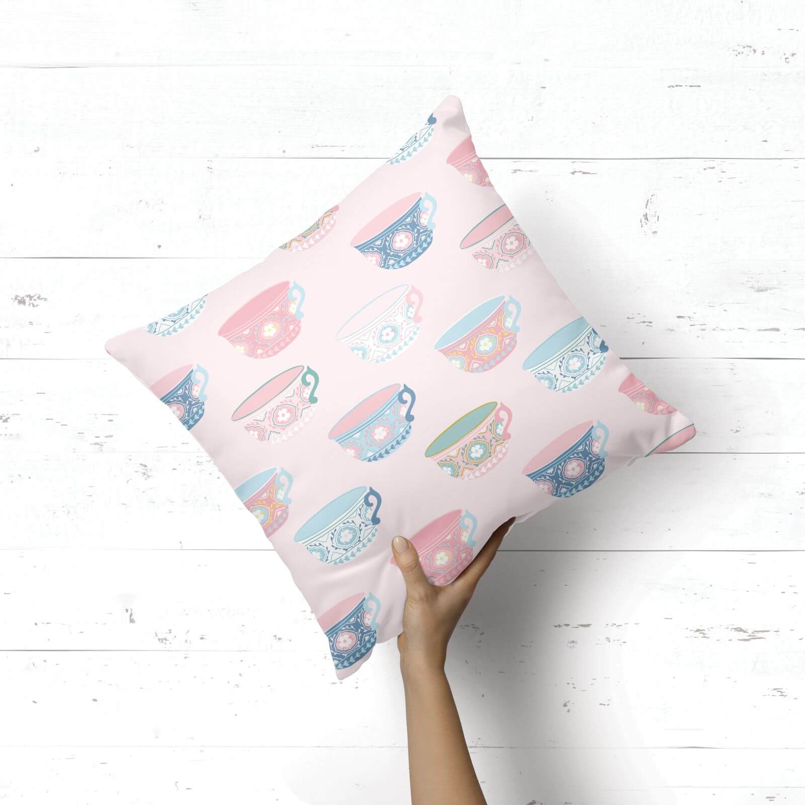 Tea Cup Square Cushion - 40x40cm - Soft Touch