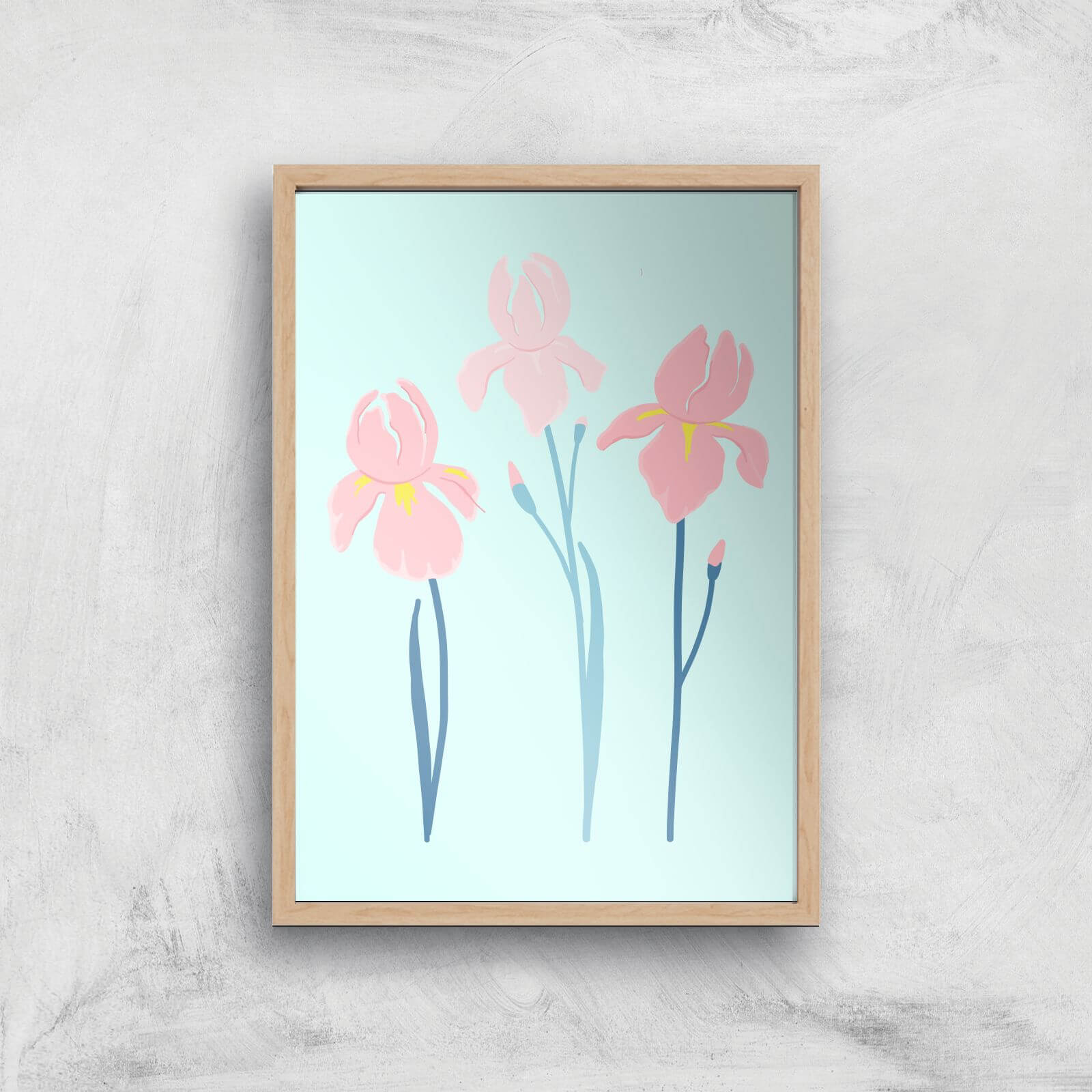 Trio Flower Giclée Art Print - A3 - Wooden Frame