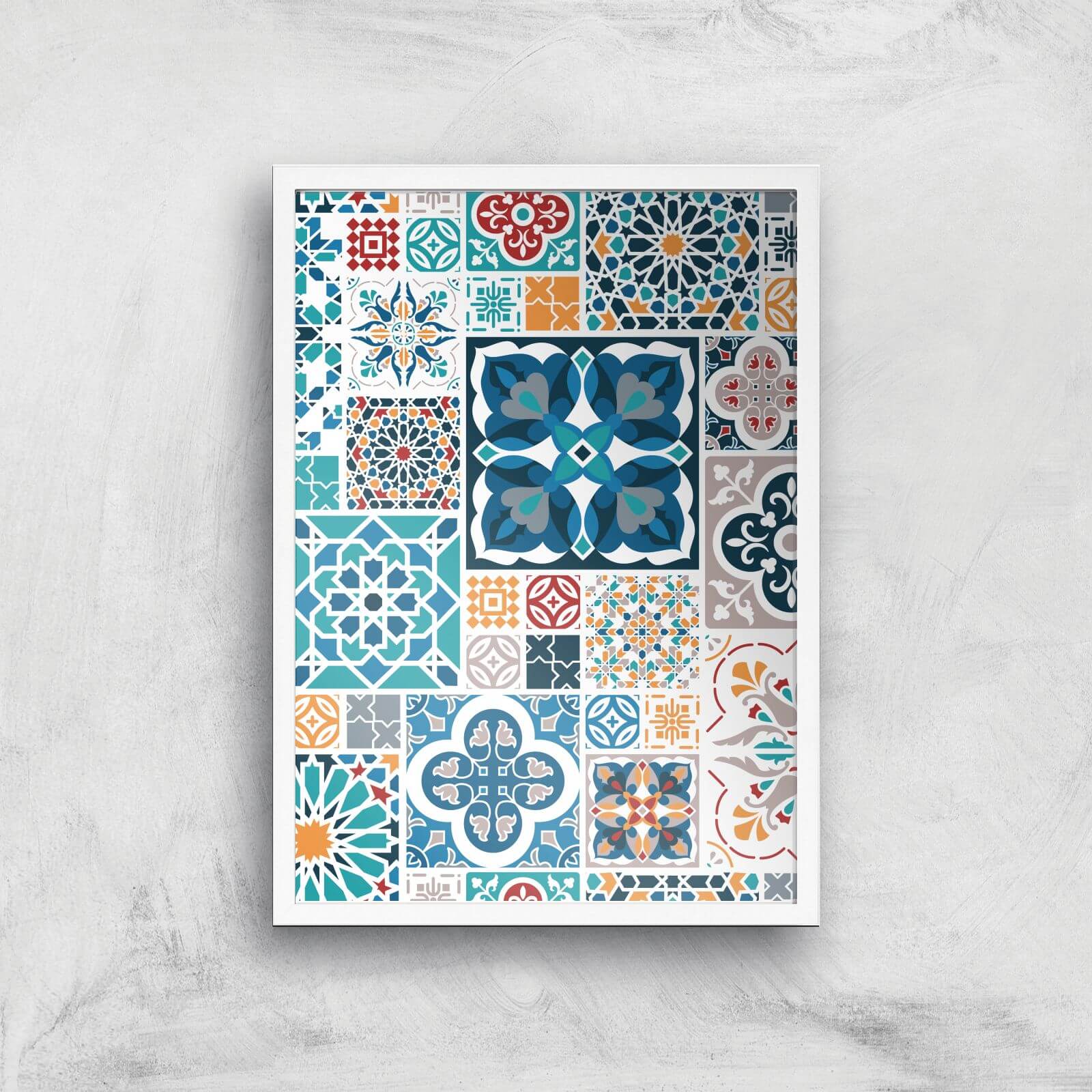 Moroccon Tiles Giclée Art Print - A3 - White Frame