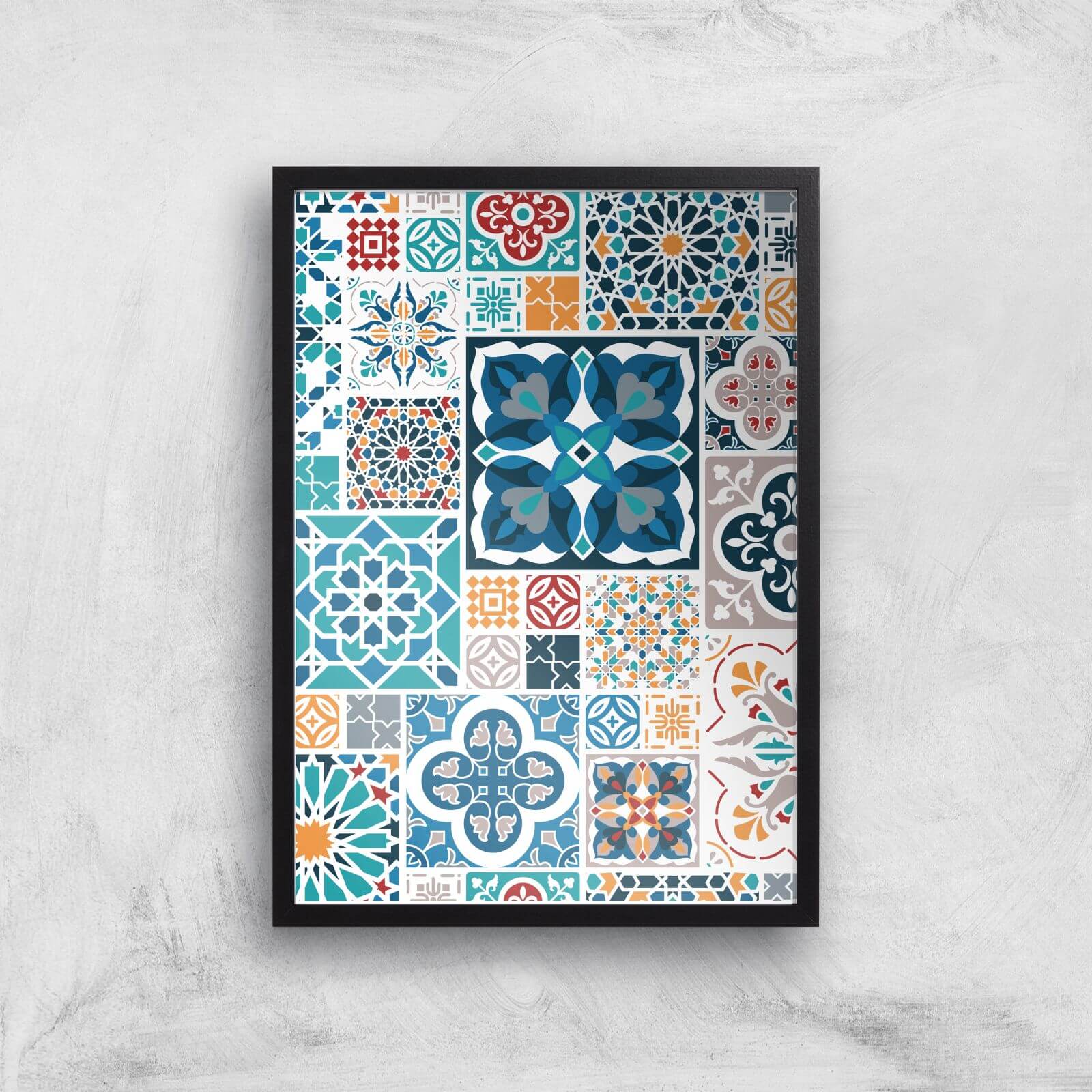 Moroccon Tiles Giclée Art Print - A2 - Black Frame