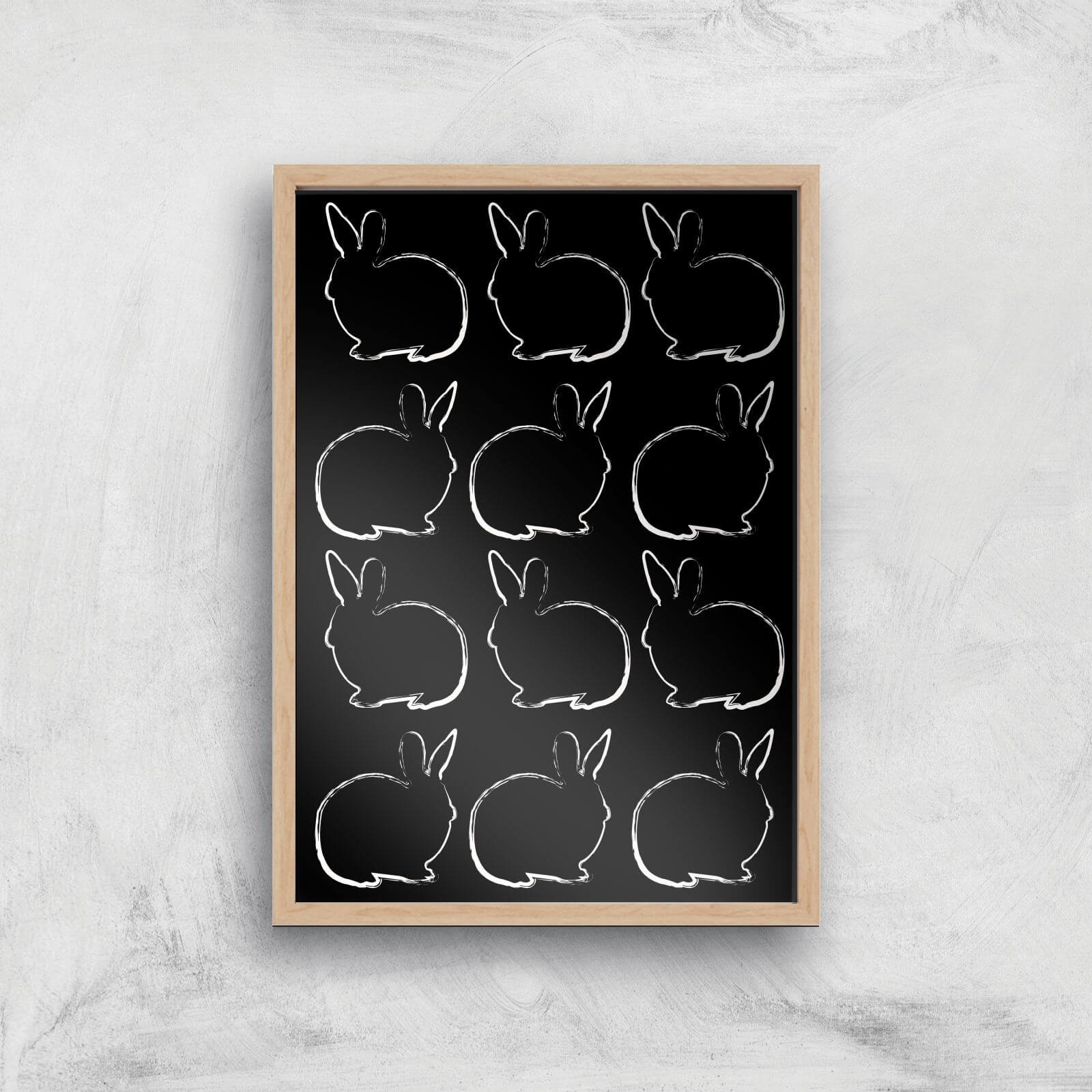 Multi Rabbits Giclée Art Print - A3 - Wooden Frame