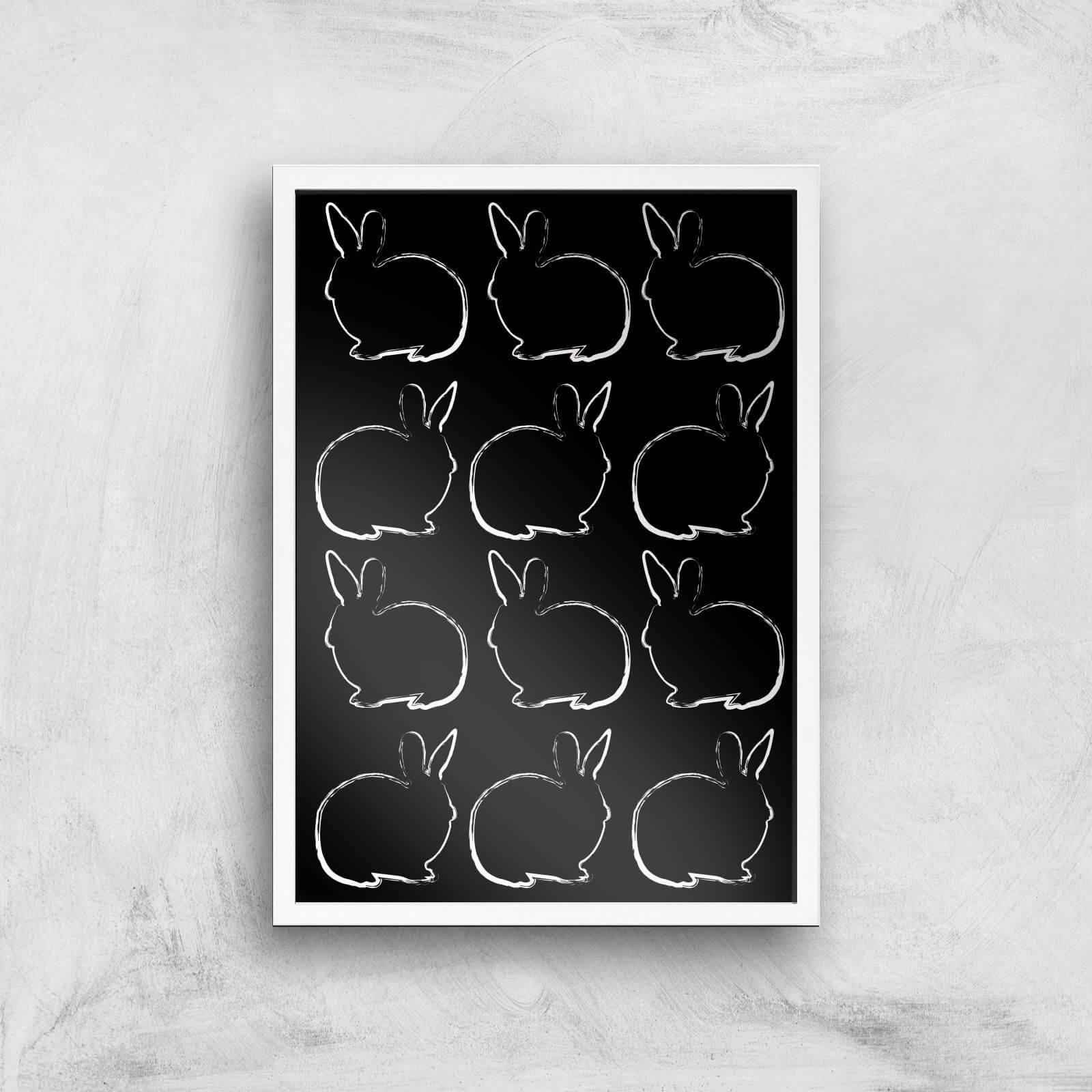 Multi Rabbits Giclée Art Print - A2 - White Frame