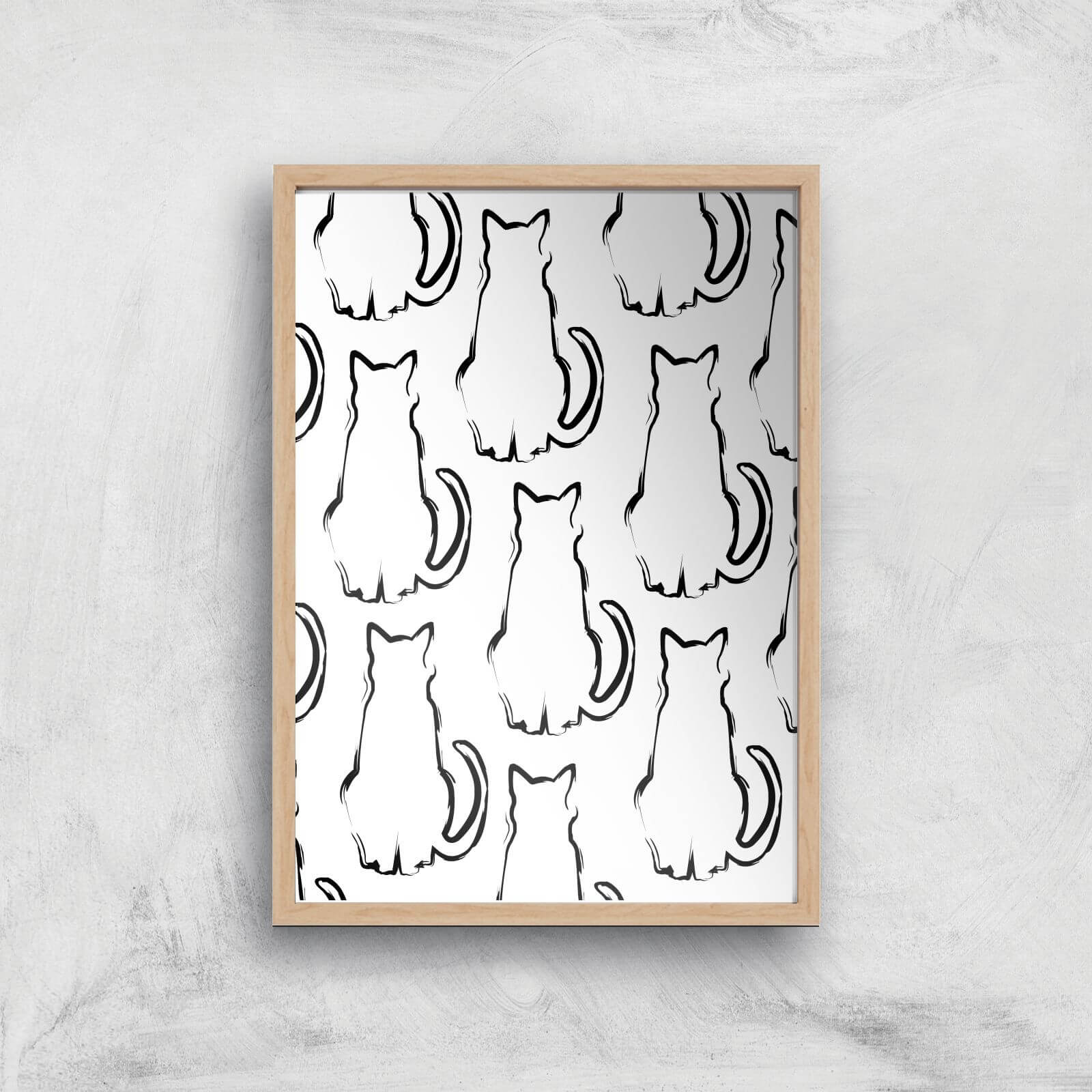 Multi Cats Giclée Art Print - A4 - Wooden Frame