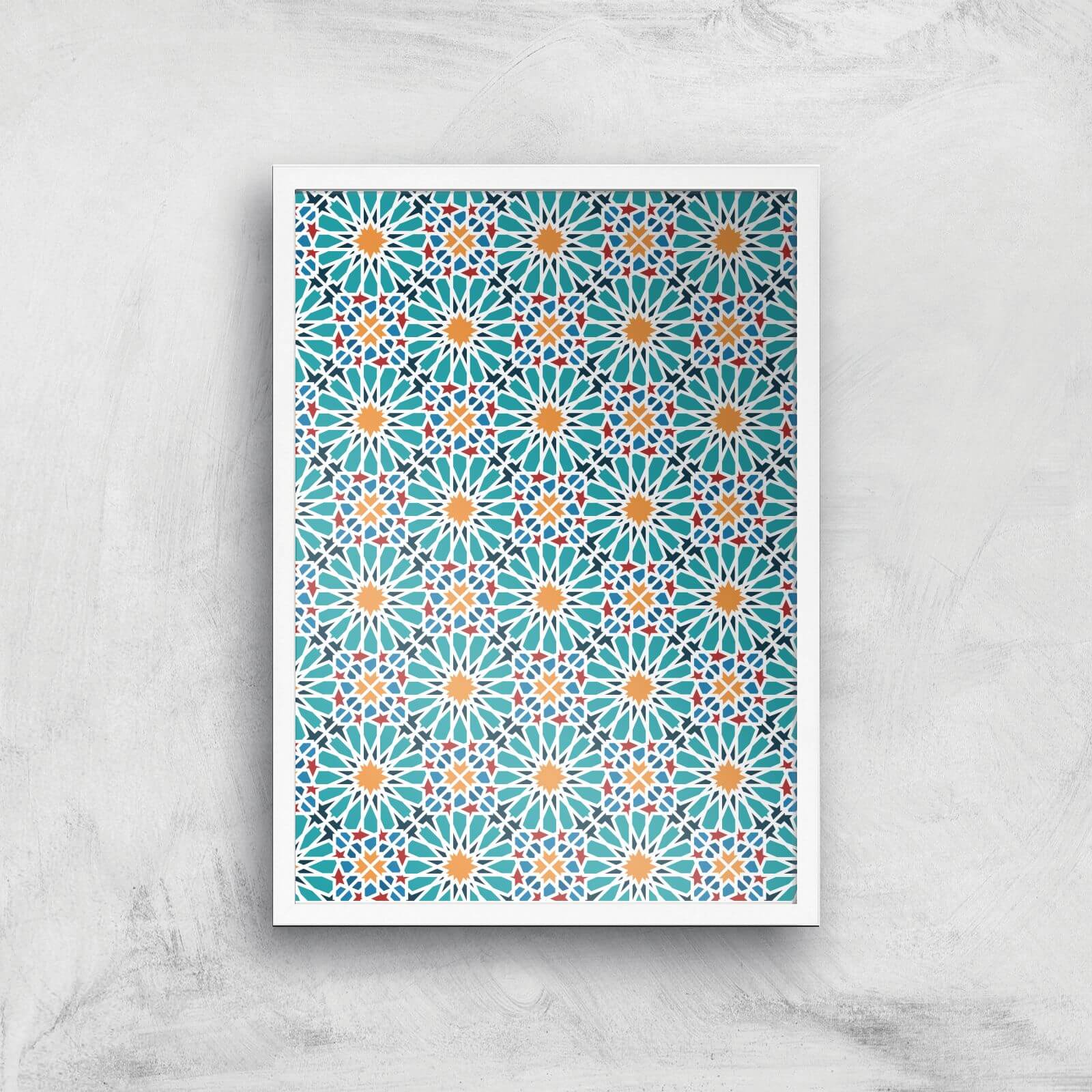Geometric Flower Tiles Giclée Art Print - A3 - White Frame