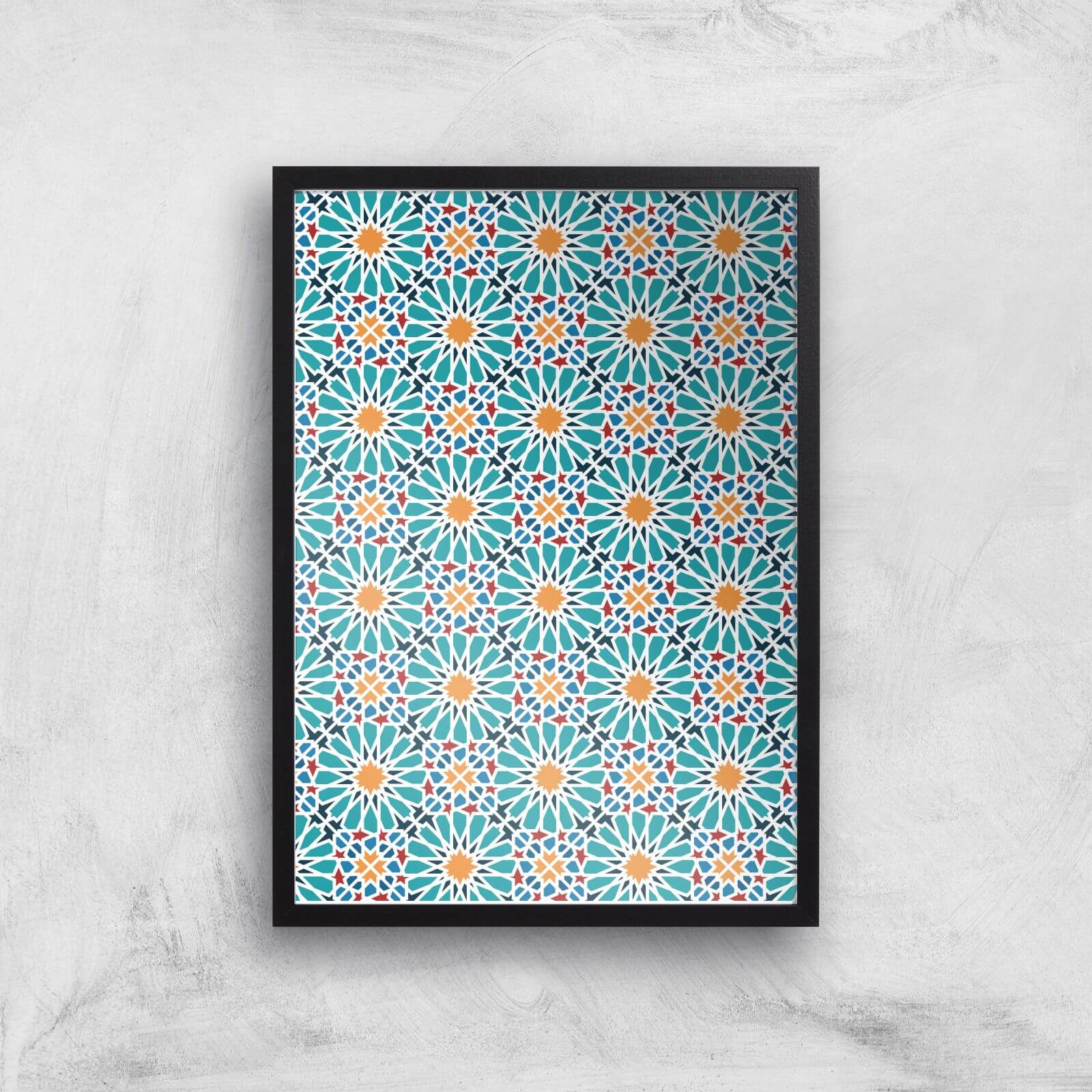 Geometric Flower Tiles Giclée Art Print - A3 - Black Frame