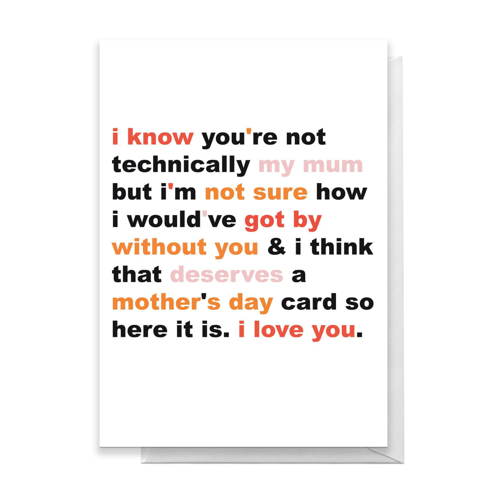 I Know You're Not Technically My Mum Greetings Card - Standard Card