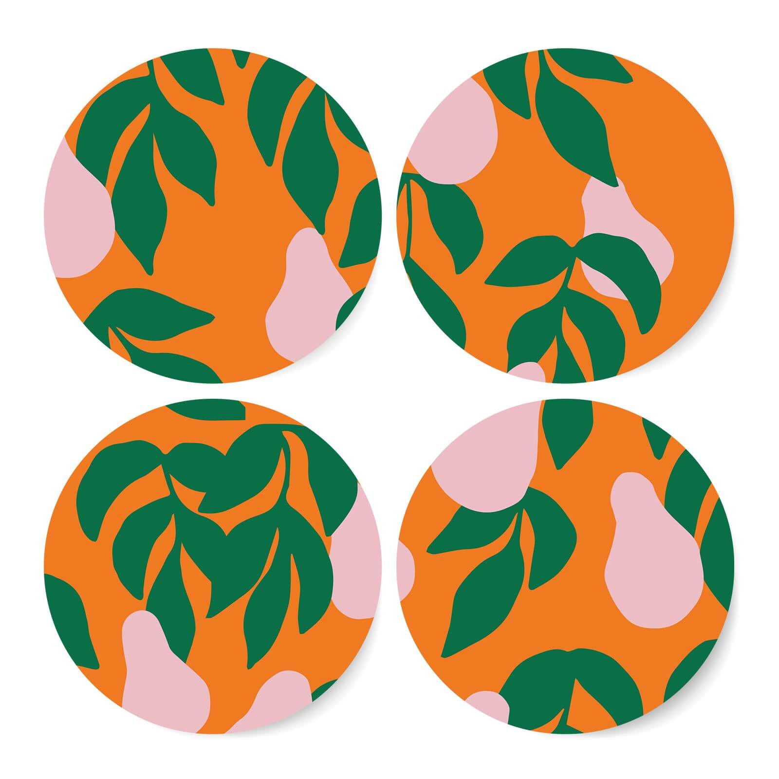 Colourful Pear Tree Coaster Set