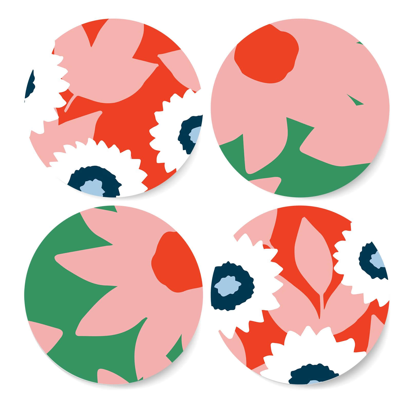 Contrast Tone Florals Coaster Set