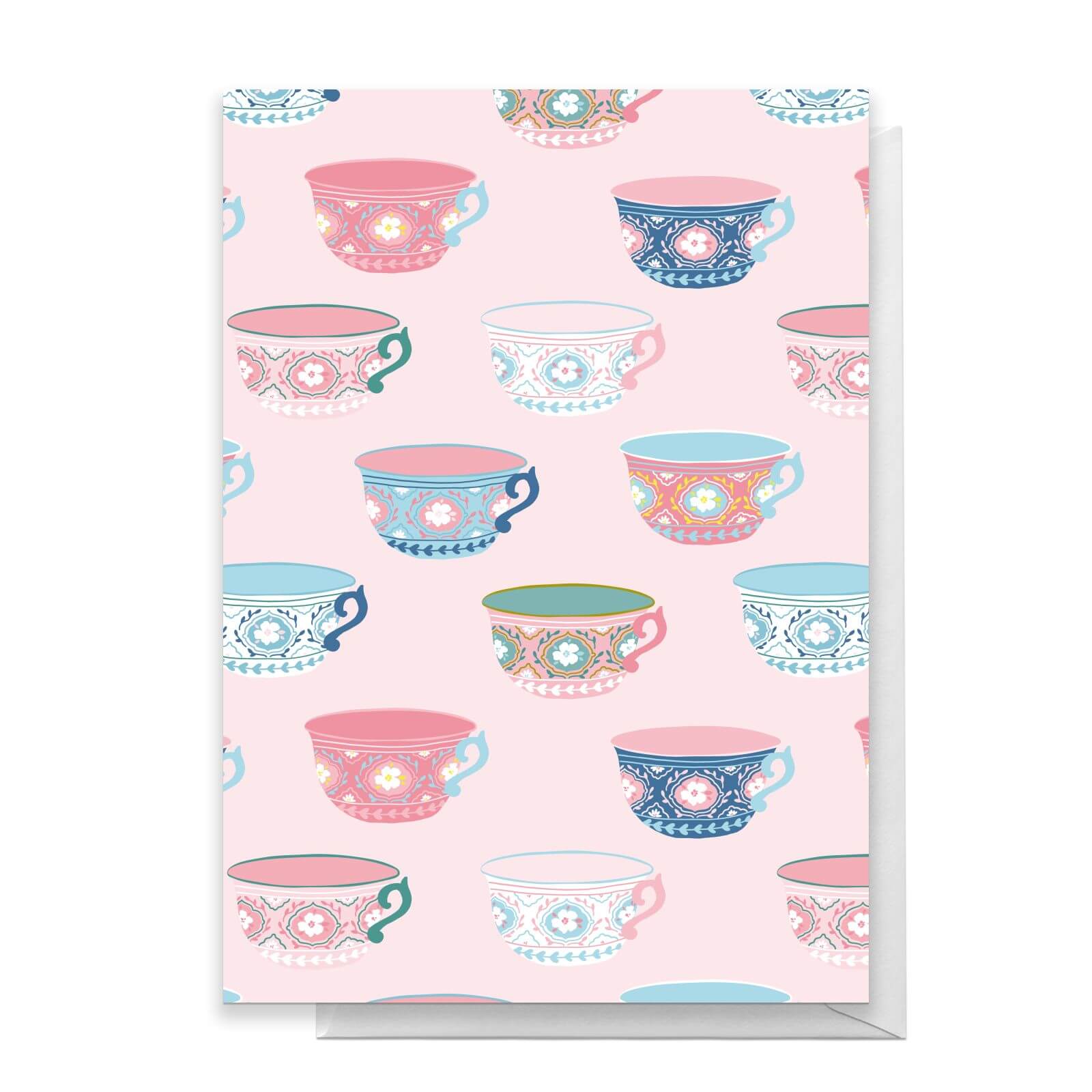 Tea Cup Pattern Greetings Card - Large Card