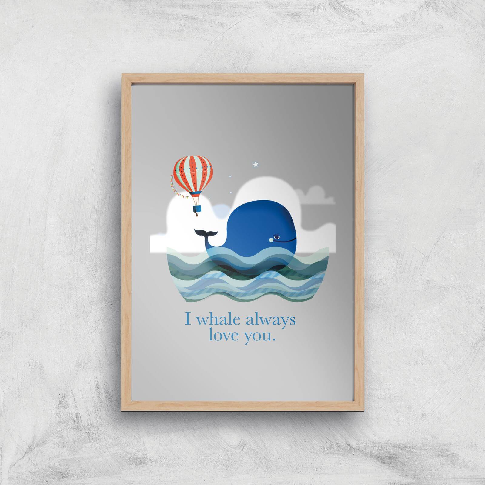 I Whale Always Love You Giclee Art Print - A3 - Wooden Frame