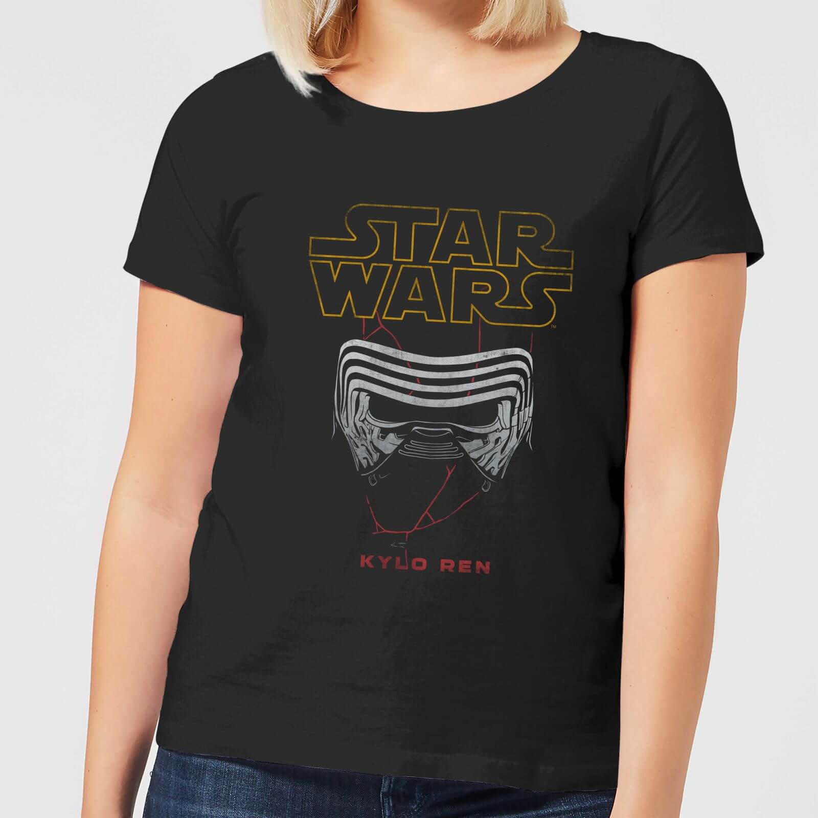Image of Star Wars Kylo Helmet Women's T-Shirt - Black - XXL - Nero