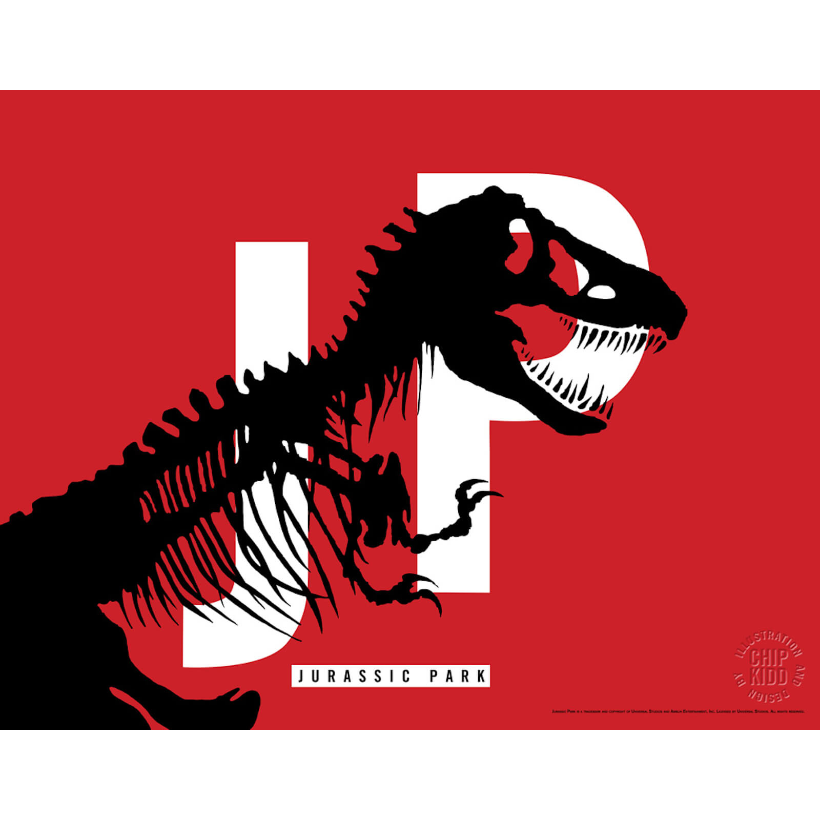 Jurassic Park Original Logo Screenprint with Letterpress by Chip Kidd - Red