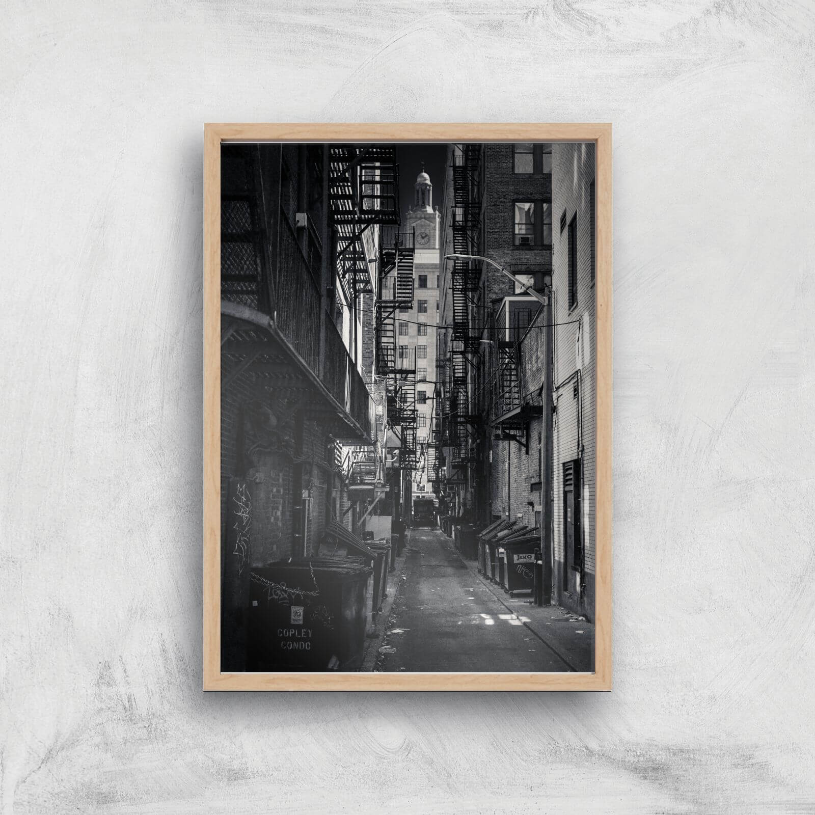 Dark Alleyway Giclee Art Print - A4 - Wooden Frame