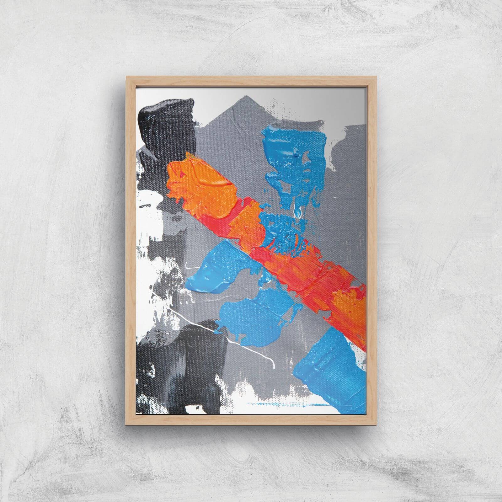 Cobalt And Orange Strike Giclee Art Print - A4 - Wooden Frame