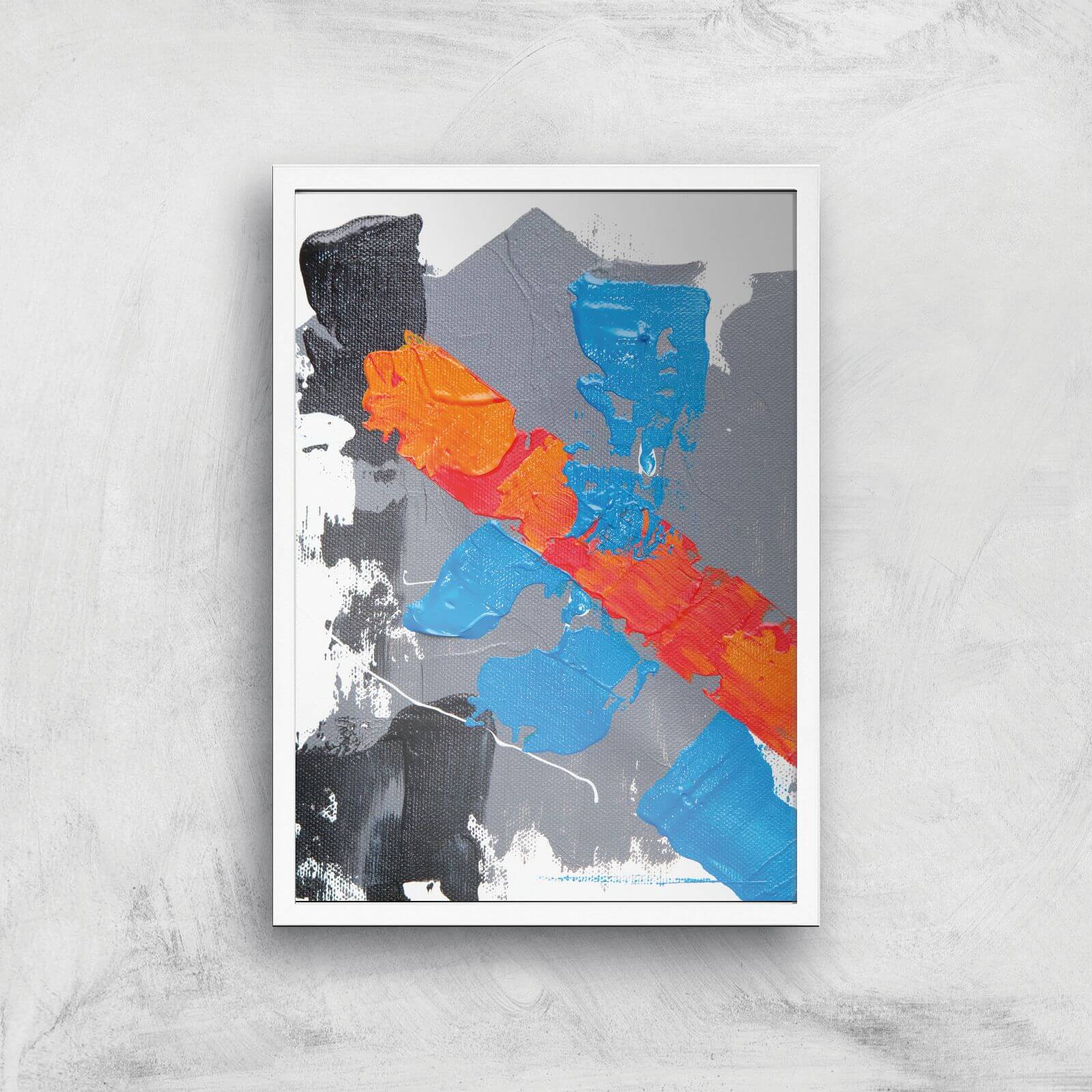 Cobalt And Orange Strike Giclee Art Print - A3 - White Frame