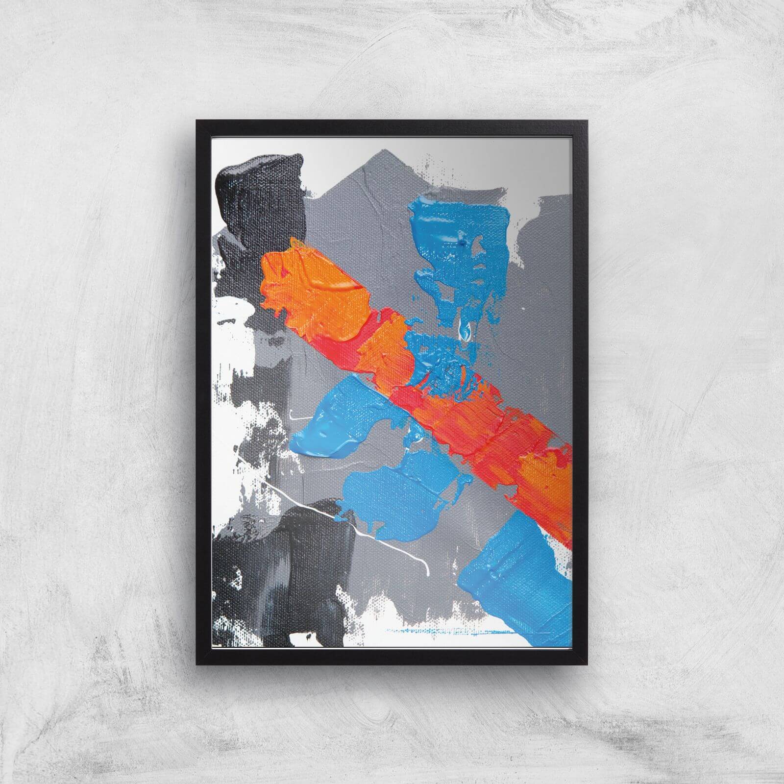 Cobalt And Orange Strike Giclee Art Print - A2 - Black Frame