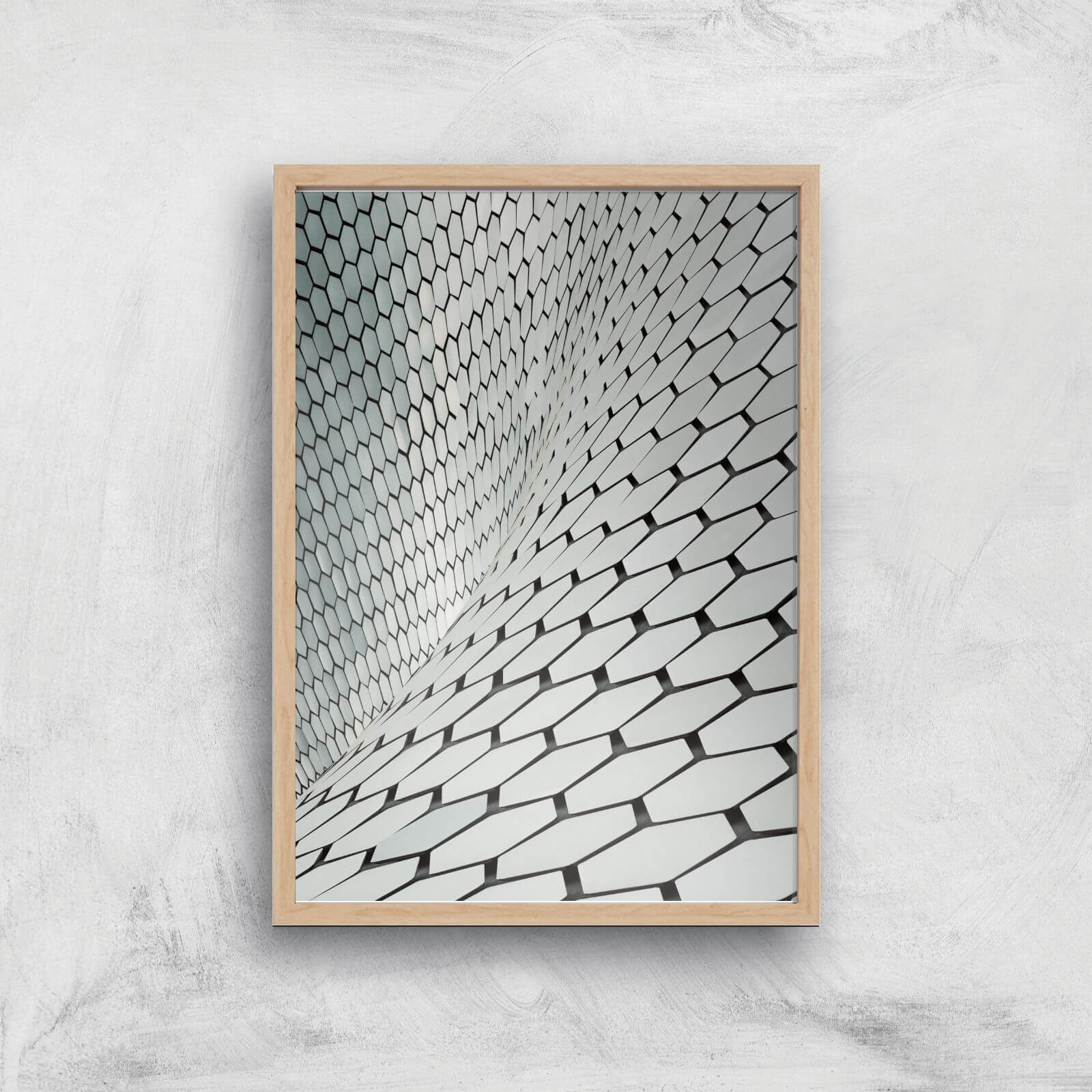 A Wave Of Hexagons Giclee Art Print - A4 - Wooden Frame