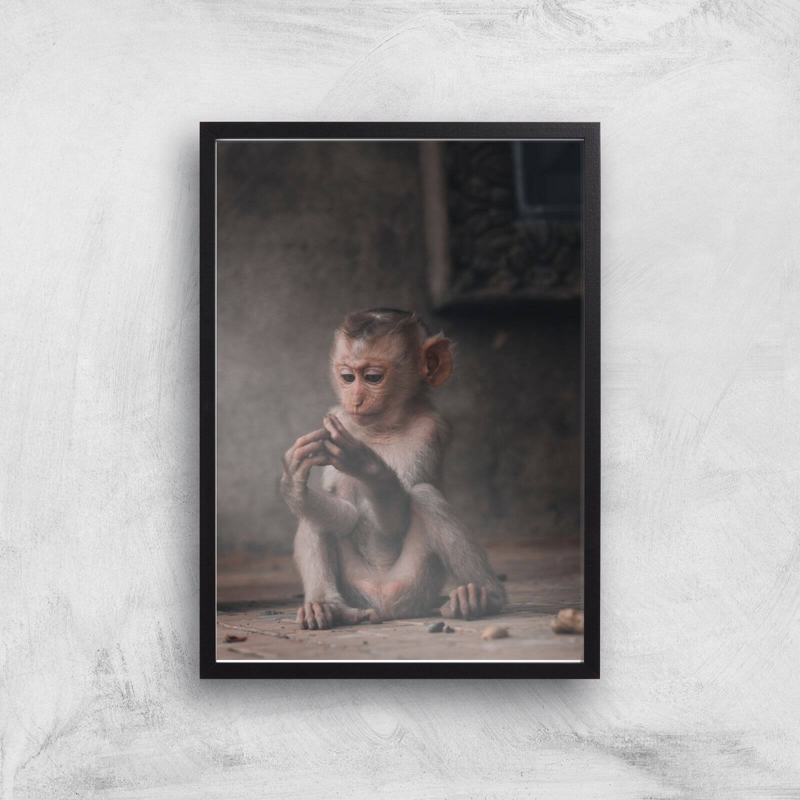 Baby Monkey Giclee Art Print - A3 - Black Frame