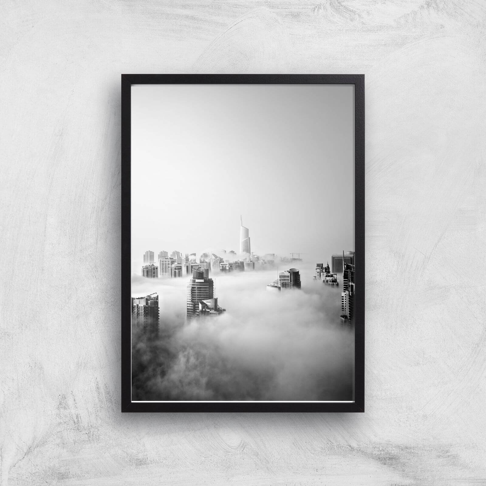 City In The Clouds Giclee Art Print - A3 - Black Frame