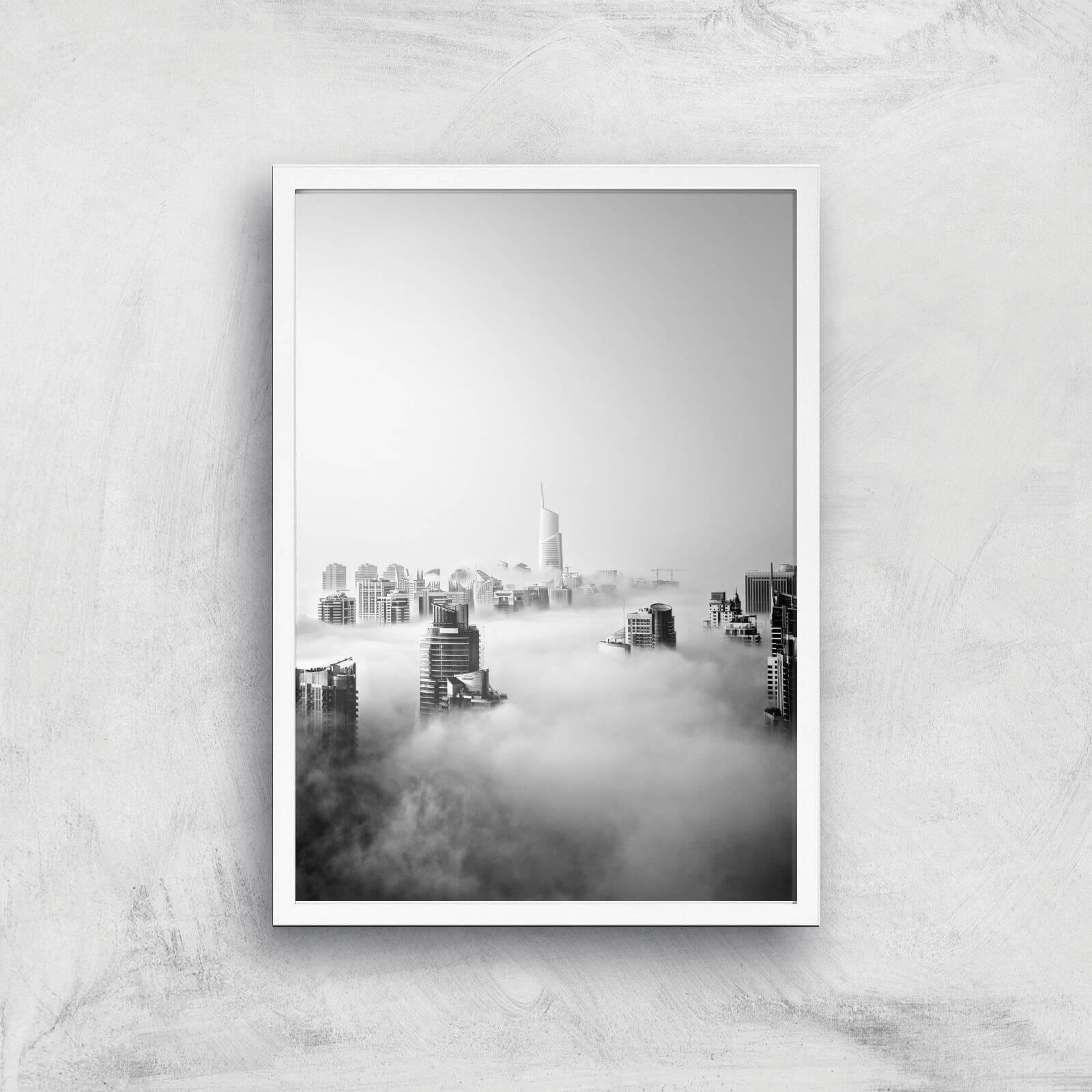 City In The Clouds Giclee Art Print - A2 - White Frame