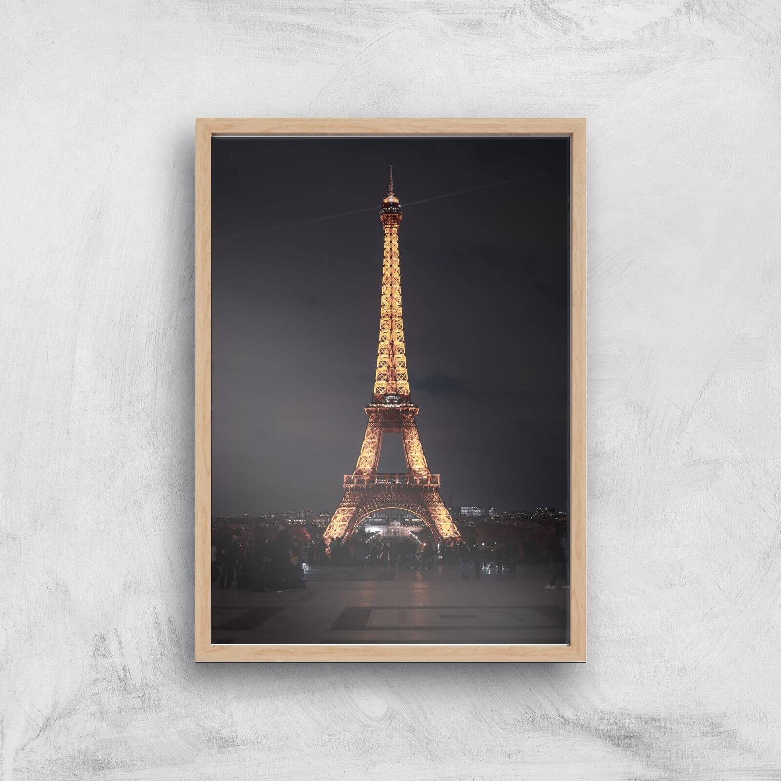 Eiffel Tower Giclee Art Print - A4 - Wooden Frame