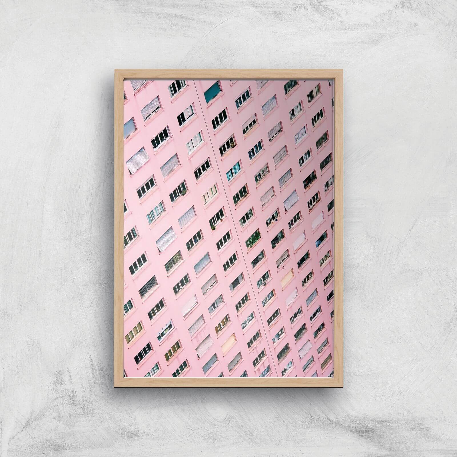 Pink Windows Giclee Art Print - A4 - Wooden Frame
