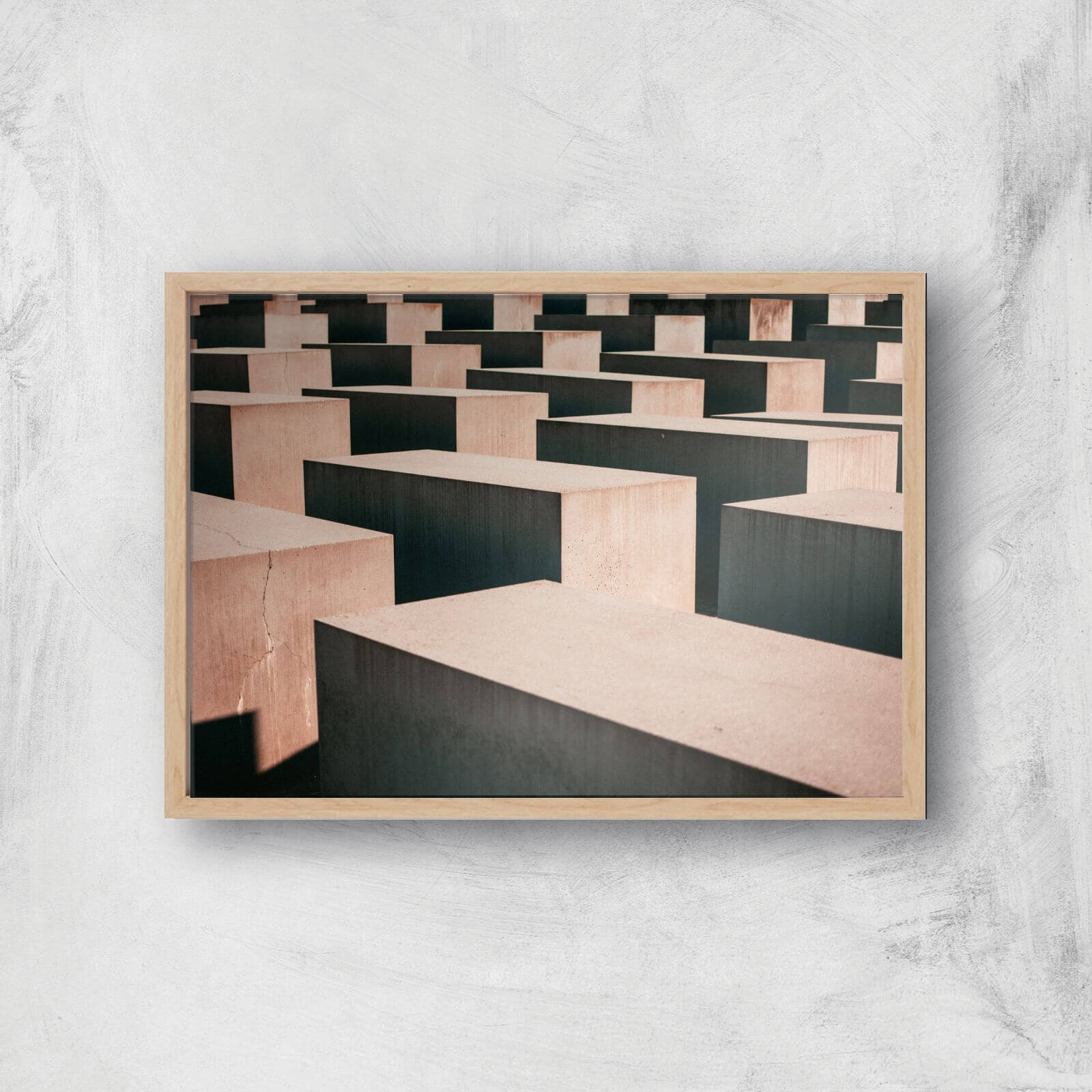 Blocks Giclee Art Print - A4 - Wooden Frame