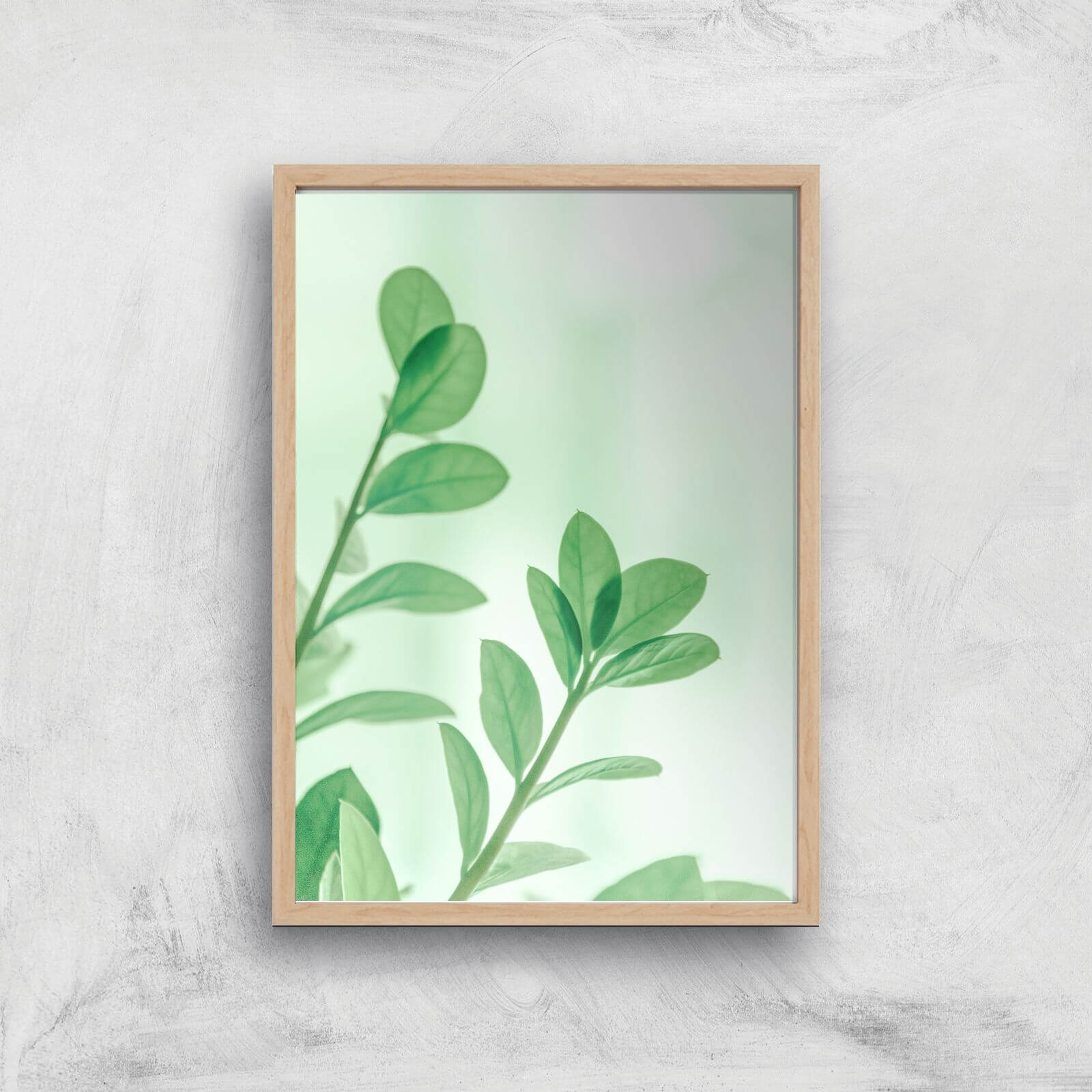 Washed Out Leaves Giclee Art Print - A4 - Wooden Frame